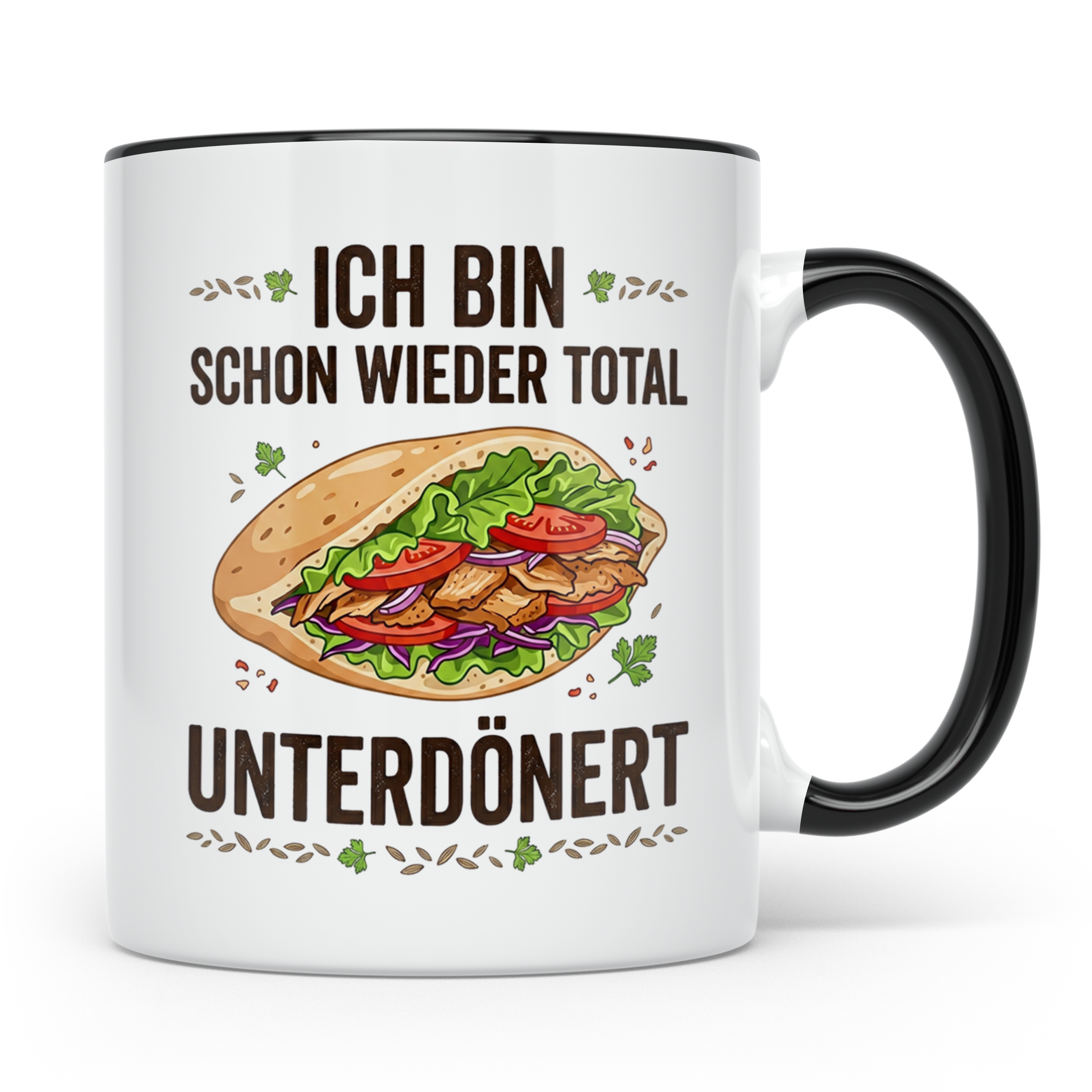 Döner Tasse Unterdönert lustiger Spruch Kebab | Geschenk für – Schwarz [farbe:schwarz]