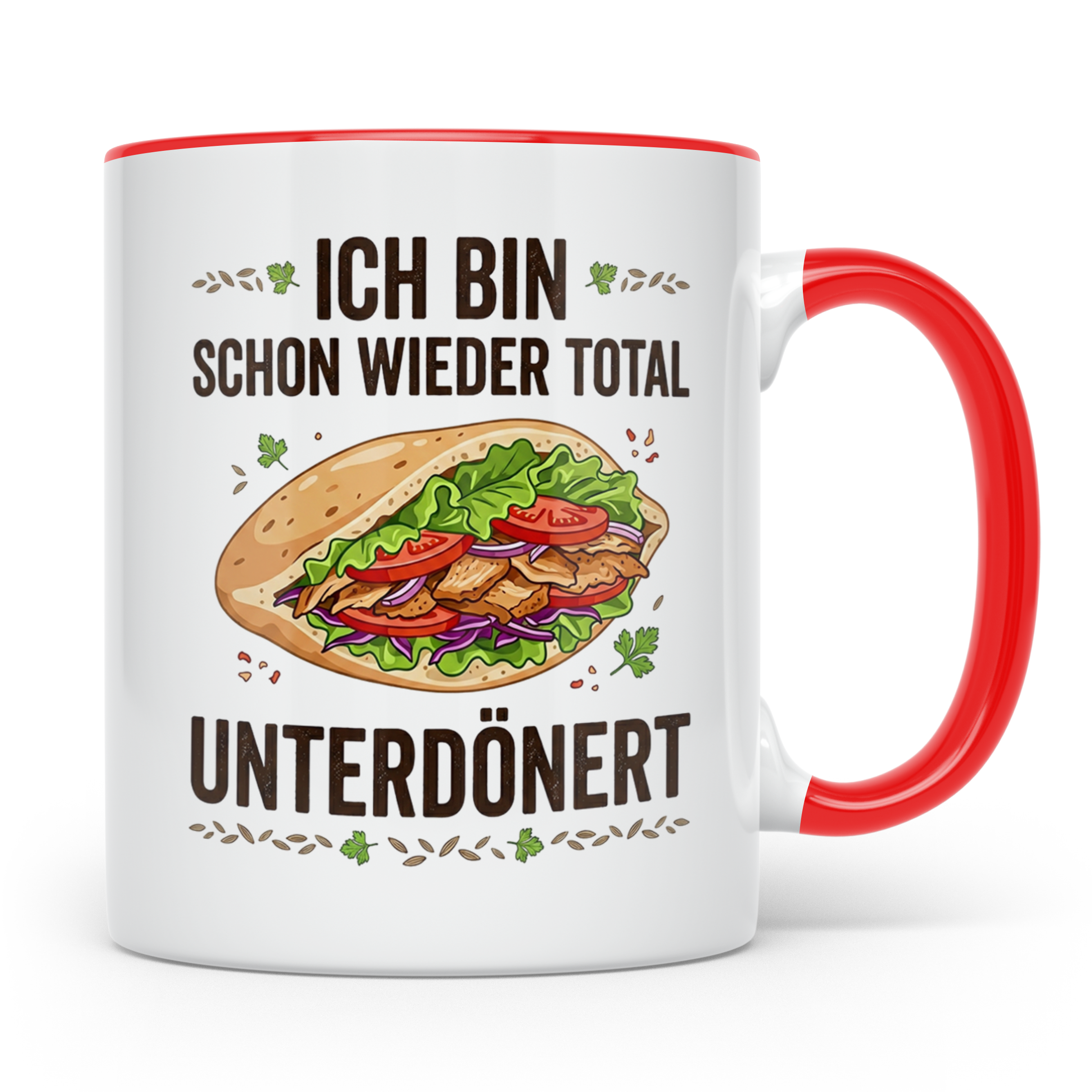 Döner Tasse Unterdönert lustiger Spruch Kebab | Geschenk für – Rot [farbe:rot]