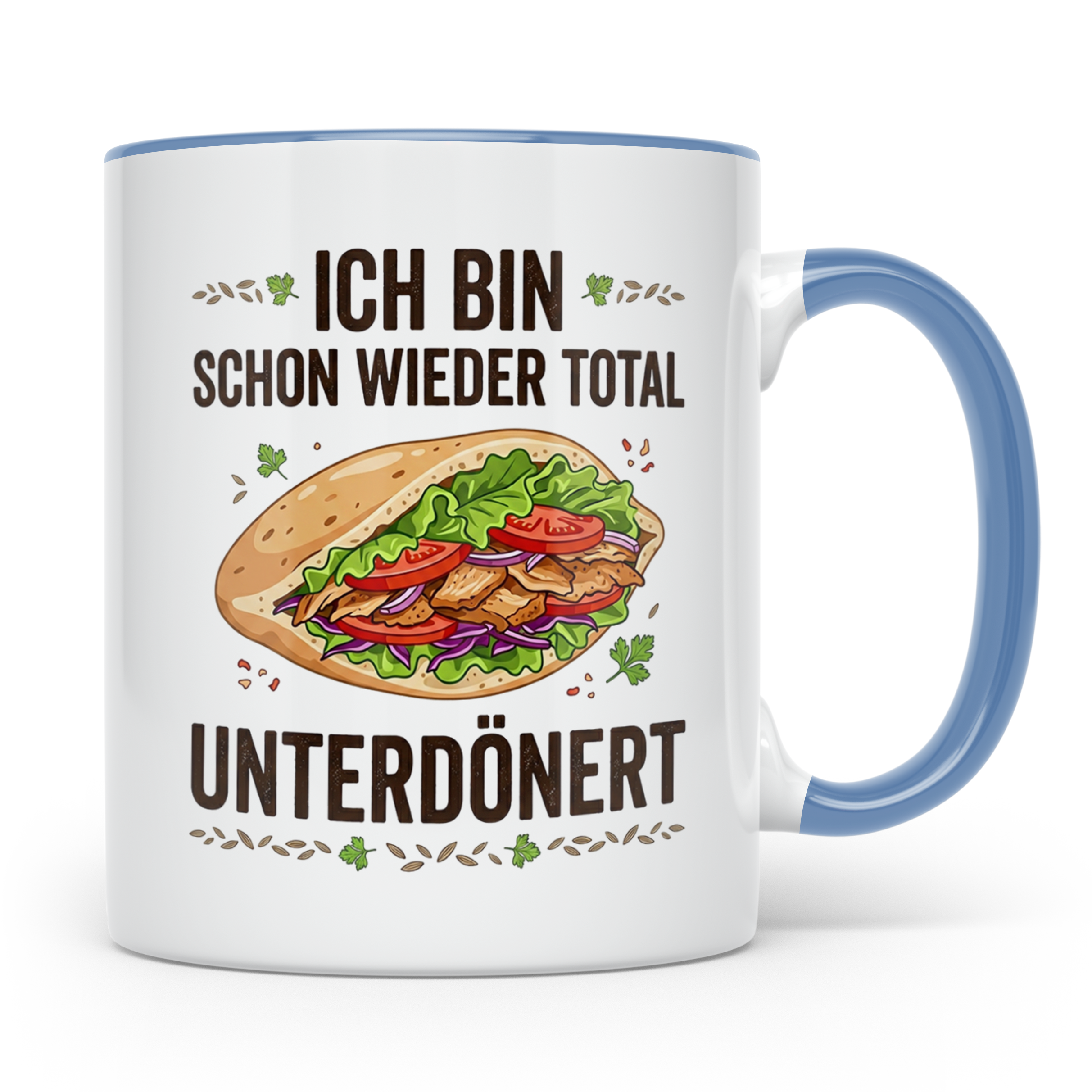 Döner Tasse Unterdönert lustiger Spruch Kebab | Geschenk für – Blau [farbe:blau]