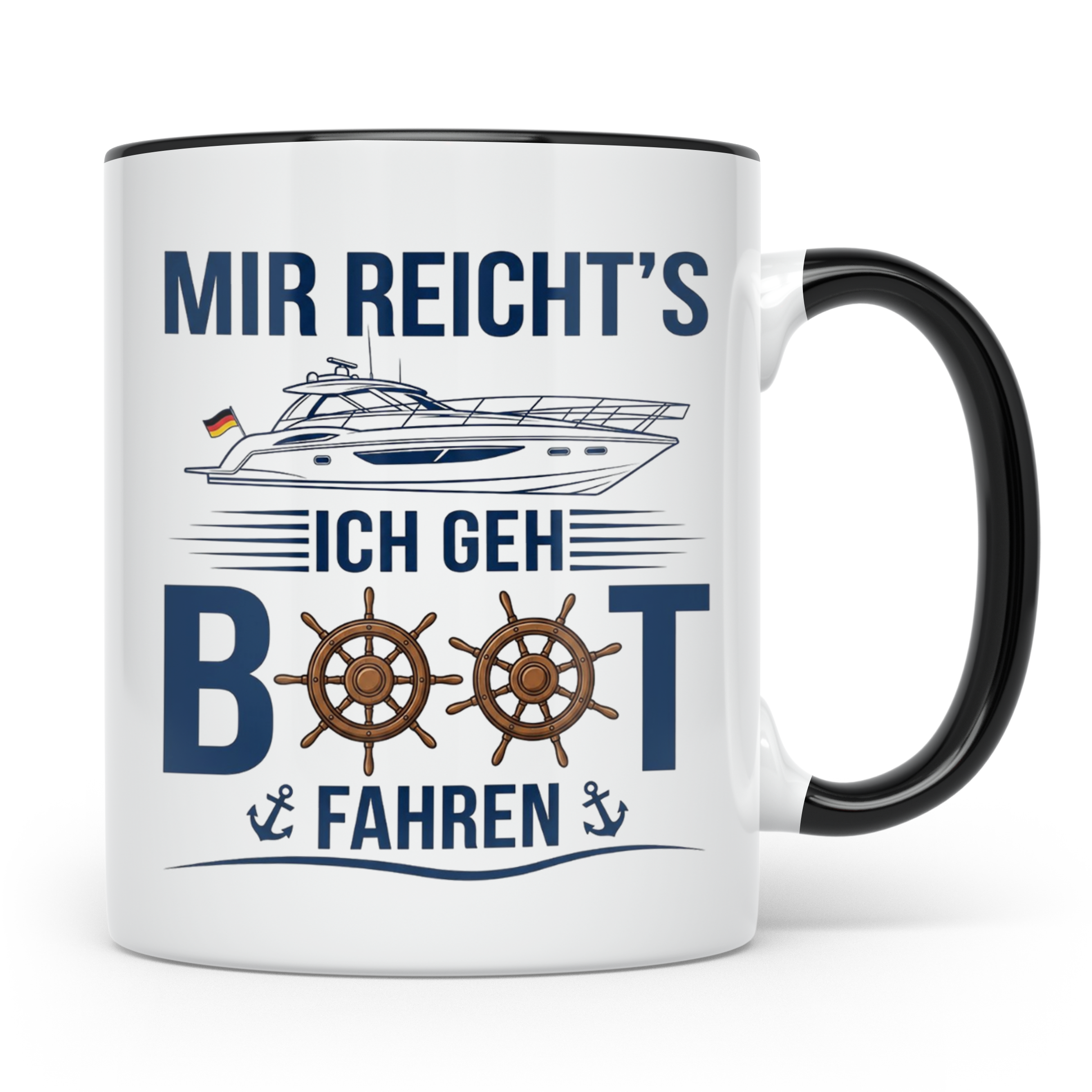 Boot fahren Tasse Mir reicht's, Geschenk Bootsbesitzer Skipp – Schwarz [farbe:schwarz]