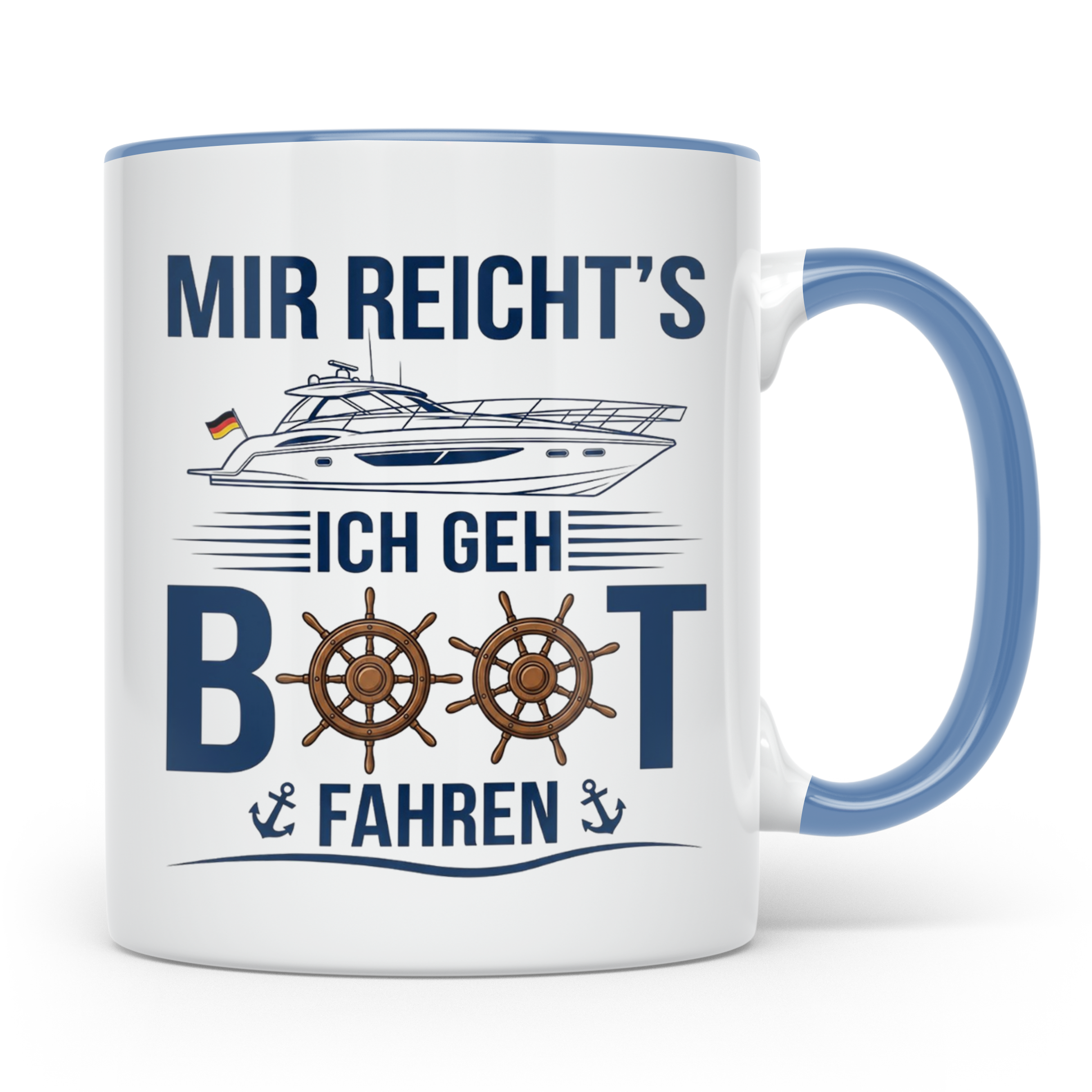 Boot fahren Tasse Mir reicht's, Geschenk Bootsbesitzer Skipp – Blau [farbe:blau]