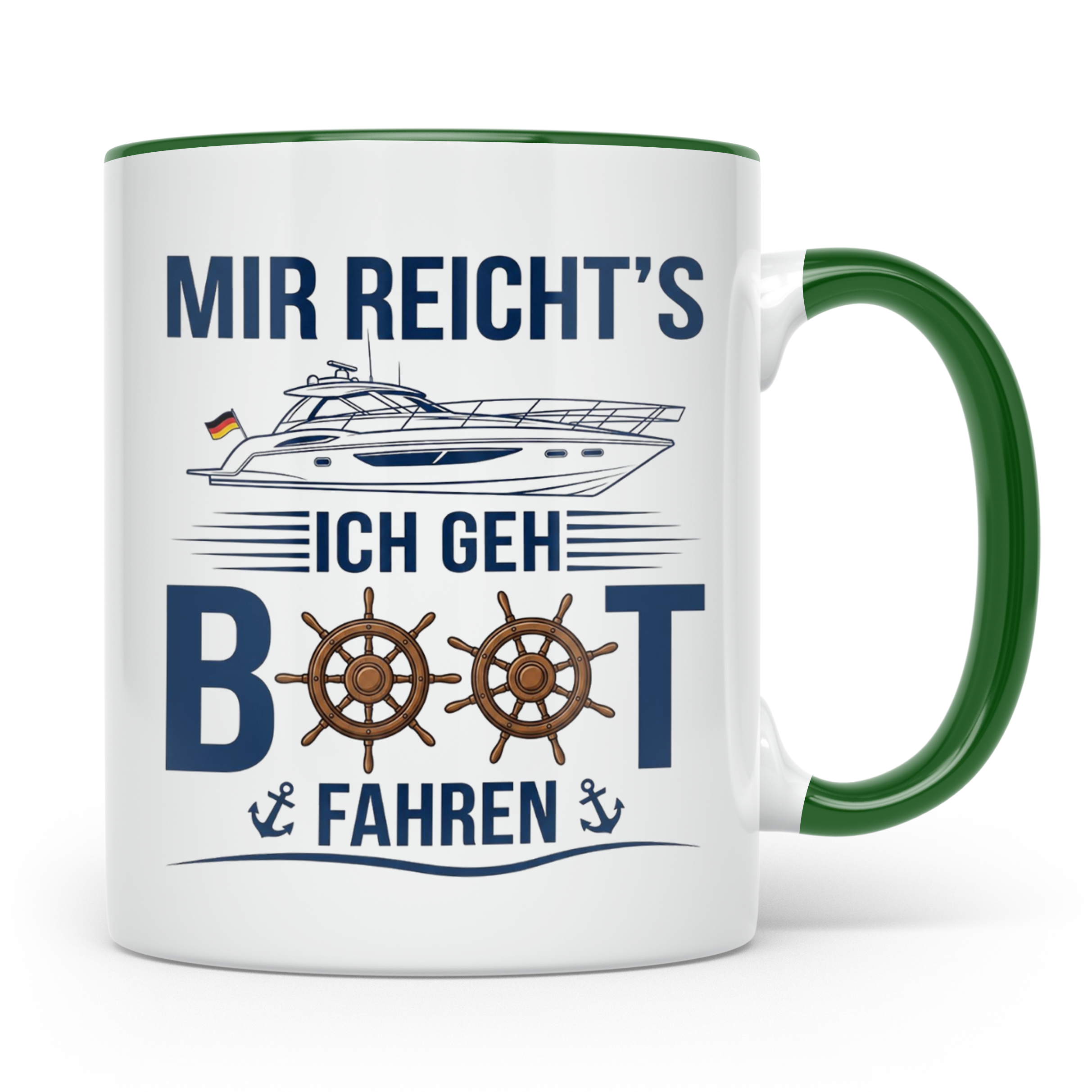 Boot fahren Tasse Mir reicht's, Geschenk Bootsbesitzer Skipp – Grün [farbe:grün]