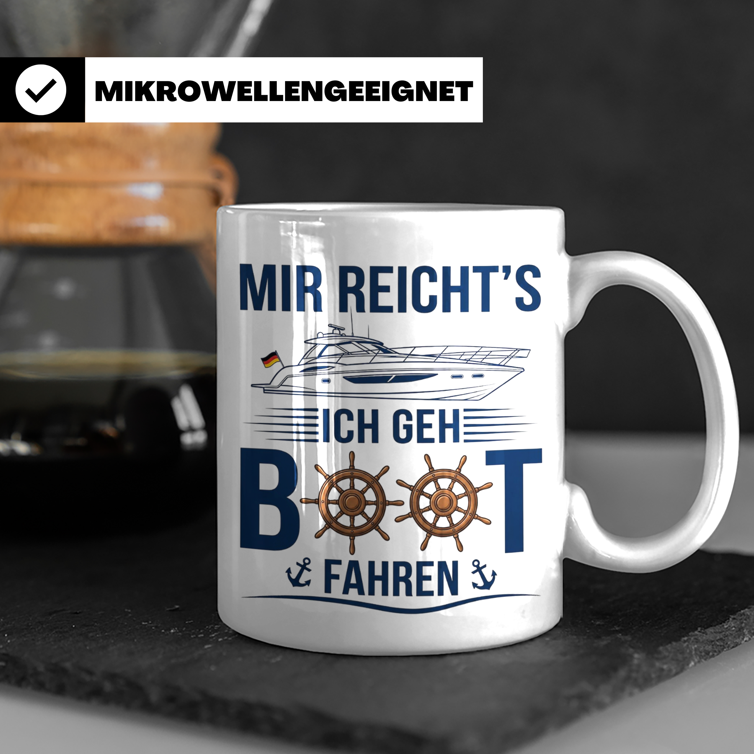 Boot fahren Tasse Mir reicht's, Geschenk Bootsbesitzer Skipp – Weiß [farbe:weiß]