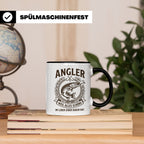 Angler Tasse mit Hecht Spruch Weil alles Schöne einen Haken  – Schwarz [farbe:schwarz]