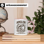 Angler Tasse mit Hecht Spruch Weil alles Schöne einen Haken  – Rosa [farbe:rosa]