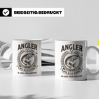 Angler Tasse mit Hecht Spruch Weil alles Schöne einen Haken  – Weiß [farbe:weiß]