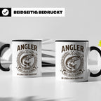 Angler Tasse mit Hecht Spruch Weil alles Schöne einen Haken  – Schwarz [farbe:schwarz]