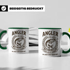 Angler Tasse mit Hecht Spruch Weil alles Schöne einen Haken  – Grün [farbe:grün]