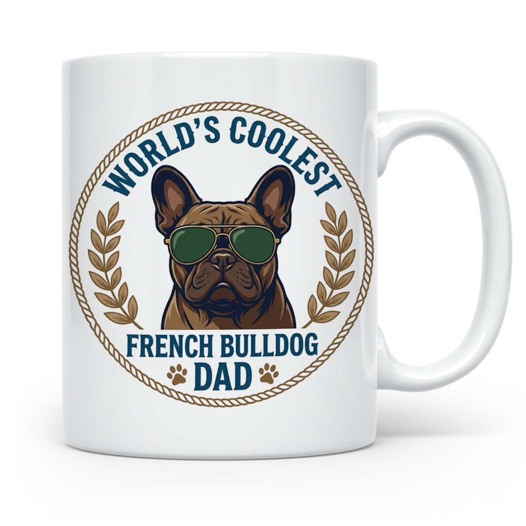 Französische Bulldogge Dad Tasse, Coolster Hundepapa Kaffeeb – Weiß [farbe:weiß]