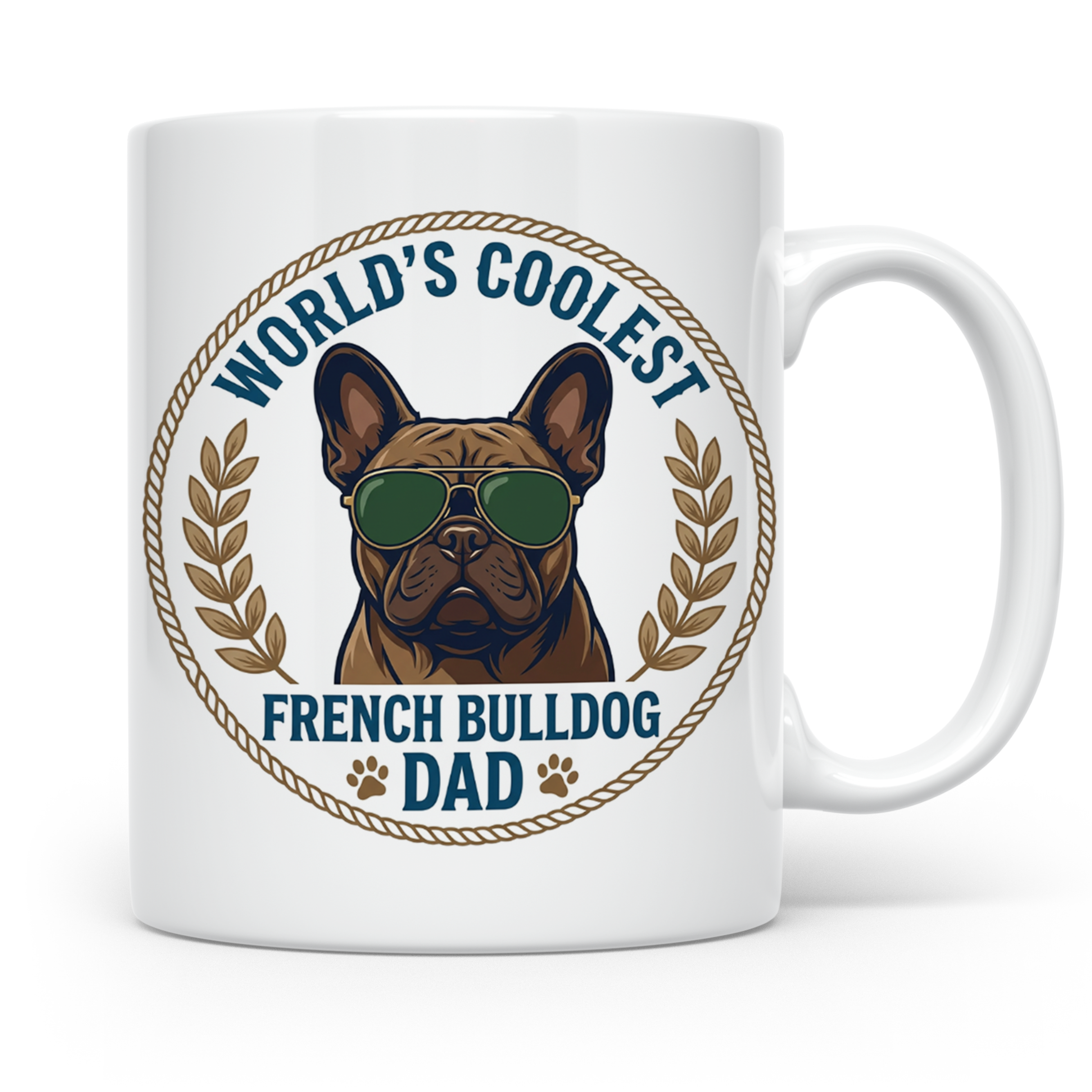 Französische Bulldogge Dad Tasse, Coolster Hundepapa Kaffeeb – Weiß [farbe:weiß]