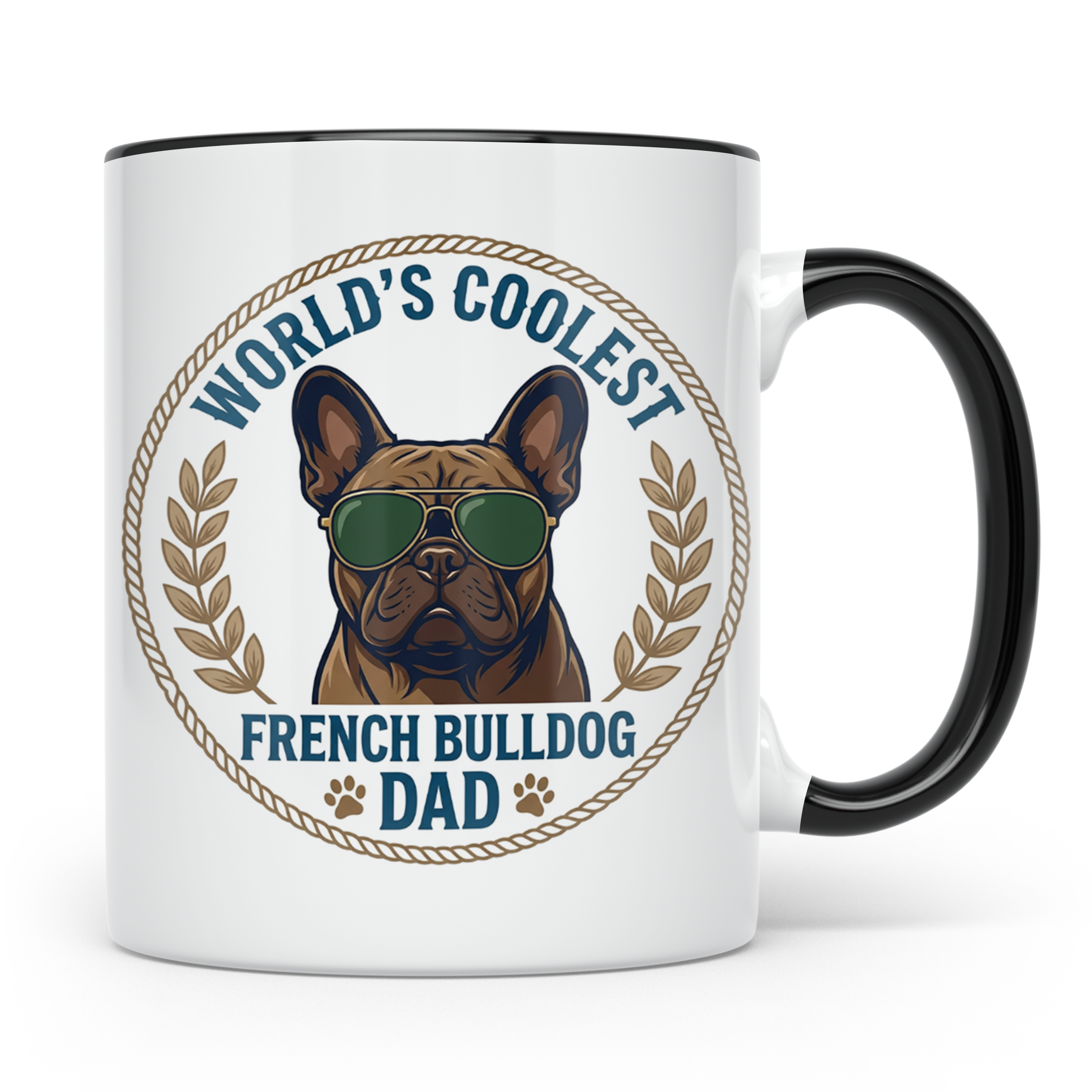 Französische Bulldogge Dad Tasse, Coolster Hundepapa Kaffeeb – Schwarz [farbe:schwarz]