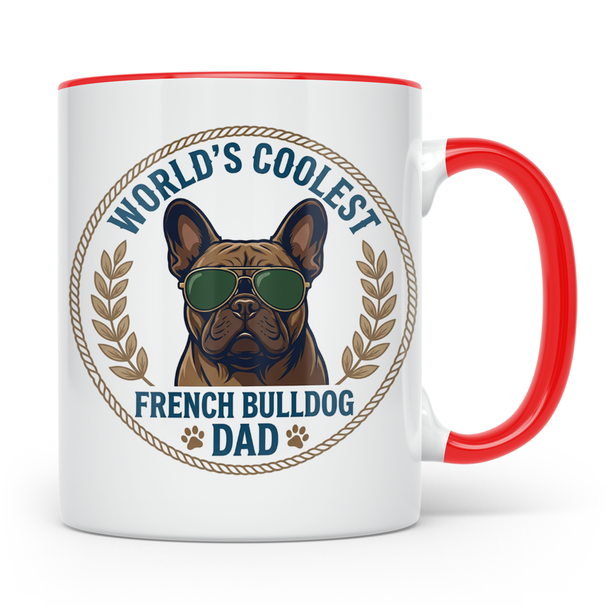 Französische Bulldogge Dad Tasse, Coolster Hundepapa Kaffeeb – Rot [farbe:rot]