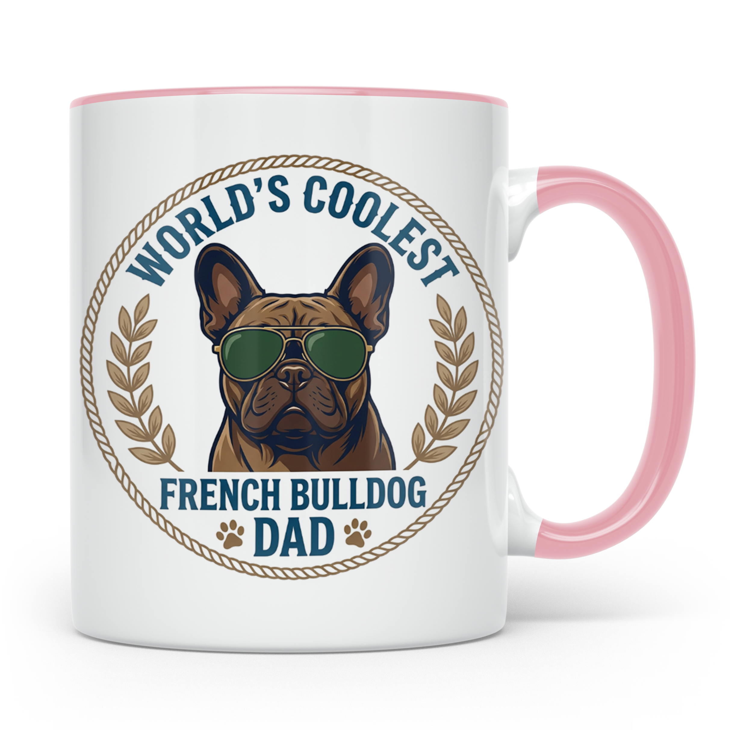 Französische Bulldogge Dad Tasse, Coolster Hundepapa Kaffeeb – Rosa [farbe:rosa]