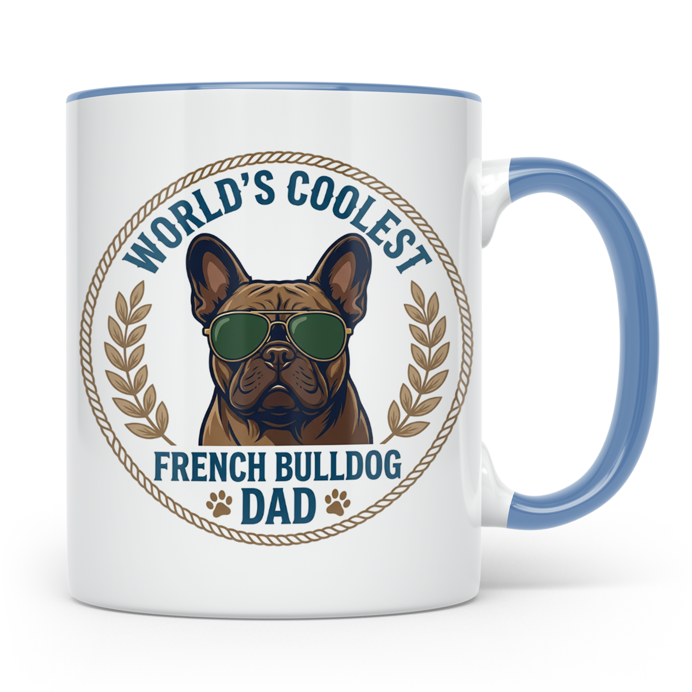 Französische Bulldogge Dad Tasse, Coolster Hundepapa Kaffeeb – Blau [farbe:blau]