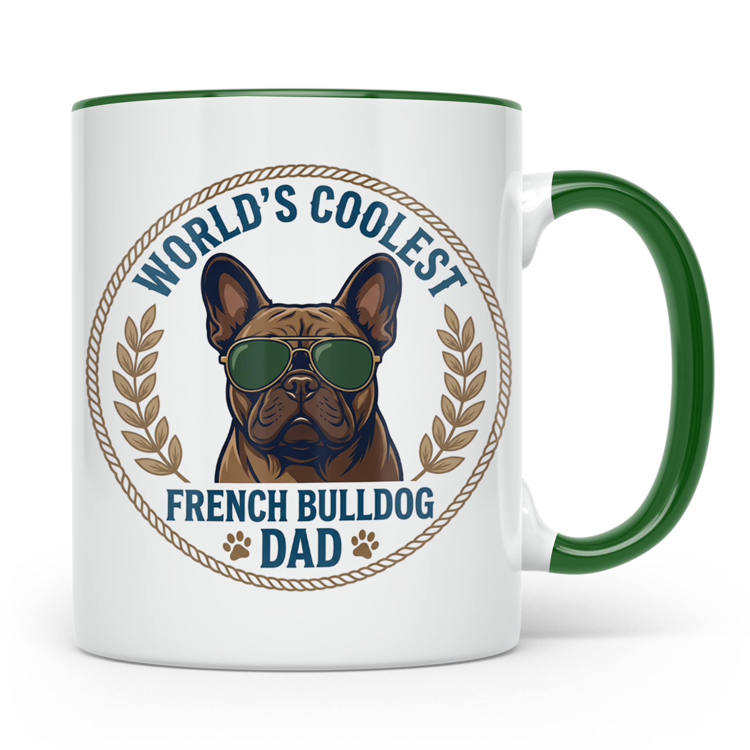 Französische Bulldogge Dad Tasse, Coolster Hundepapa Kaffeeb – Grün [farbe:grün]