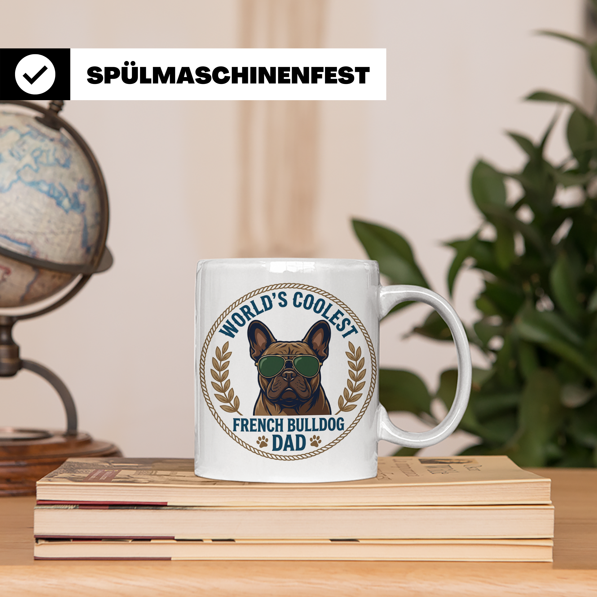 Französische Bulldogge Dad Tasse, Coolster Hundepapa Kaffeeb – Weiß [farbe:weiß]