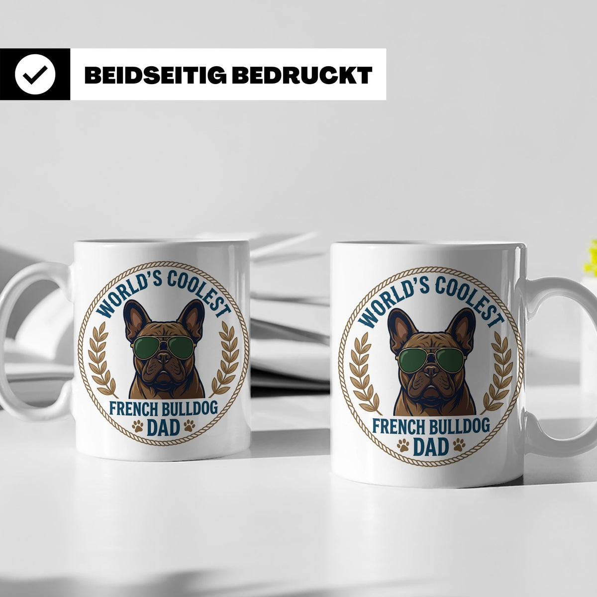Französische Bulldogge Dad Tasse, Coolster Hundepapa Kaffeeb – Weiß [farbe:weiß]
