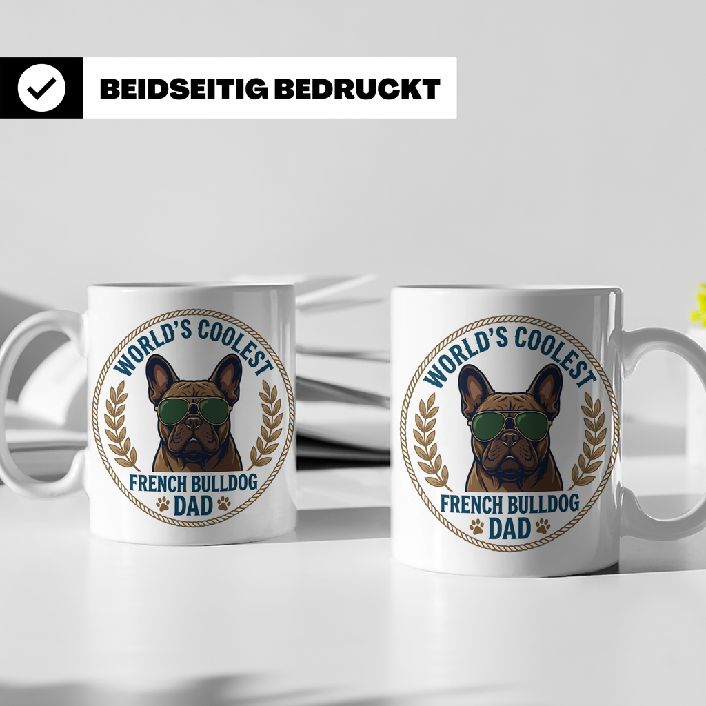 Französische Bulldogge Dad Tasse, Coolster Hundepapa Kaffeeb – Weiß [farbe:weiß]
