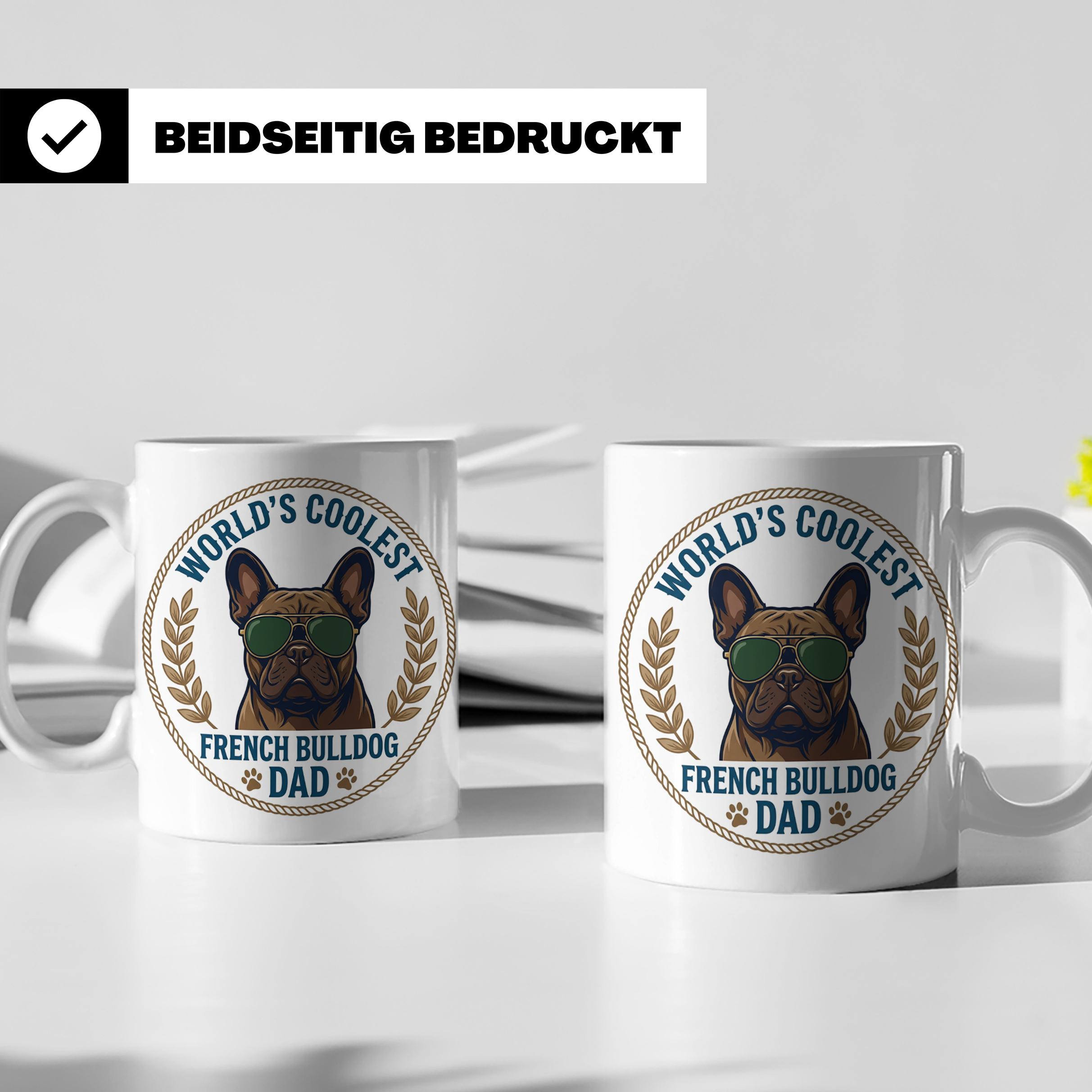 Französische Bulldogge Dad Tasse, Coolster Hundepapa Kaffeeb – Weiß [farbe:weiß]