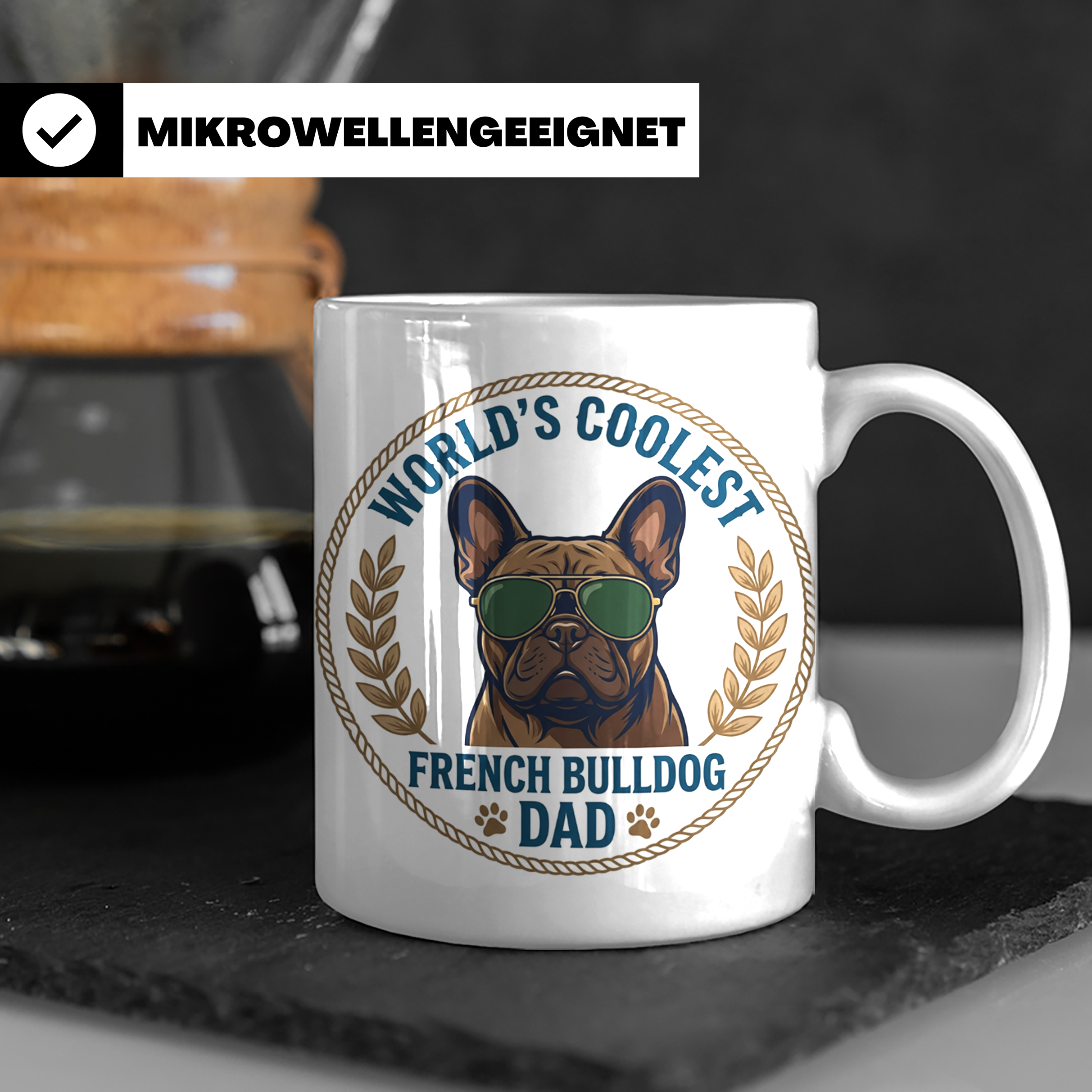 Französische Bulldogge Dad Tasse, Coolster Hundepapa Kaffeeb – Weiß [farbe:weiß]
