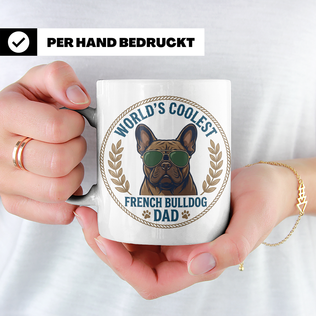 Französische Bulldogge Dad Tasse, Coolster Hundepapa Kaffeeb – Weiß [farbe:weiß]