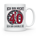 Dart Tasse 40. Geburtstag Double 20 lustiger Spruch für Dart – Weiß [farbe:weiß]