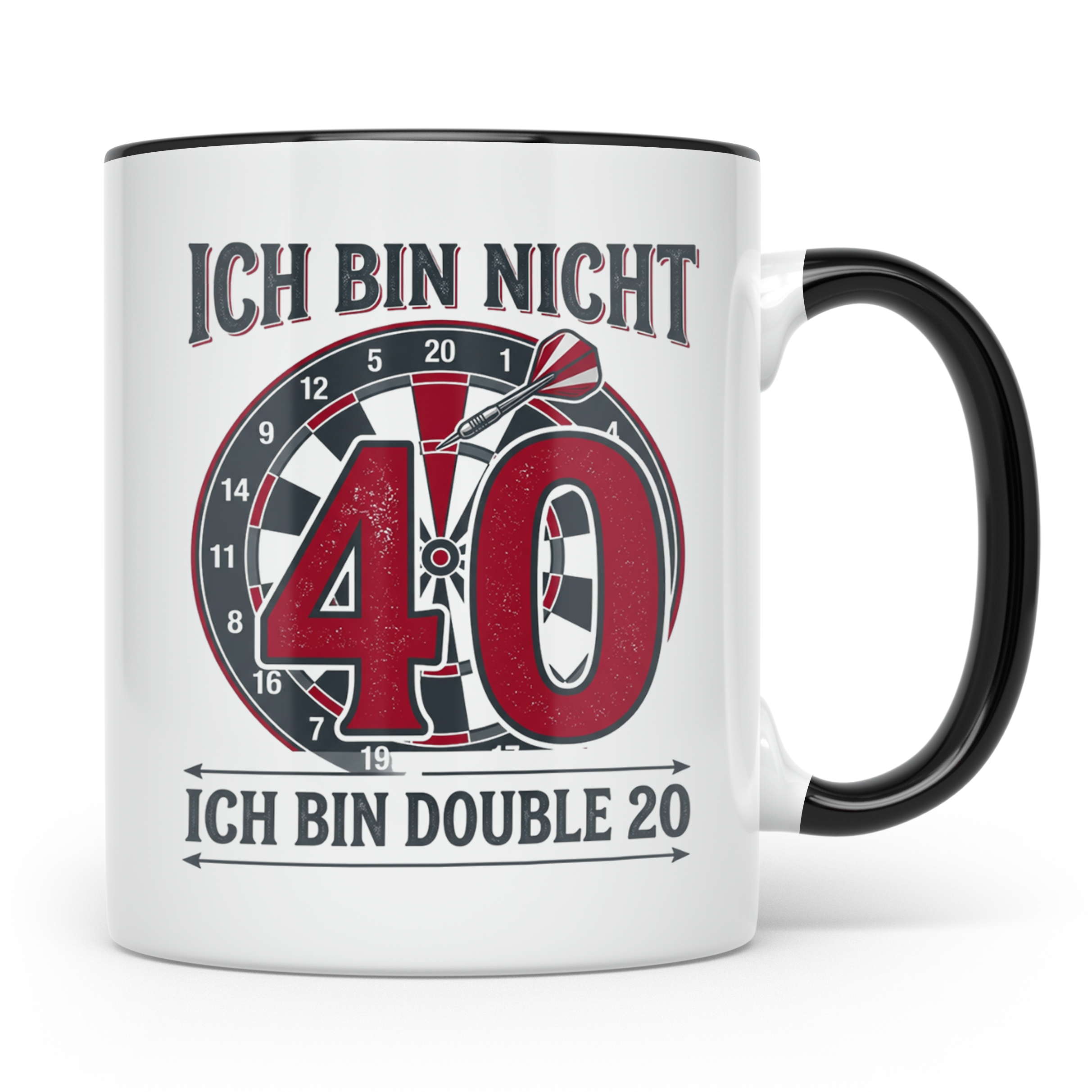 Dart Tasse 40. Geburtstag Double 20 lustiger Spruch für Dart – Schwarz [farbe:schwarz]