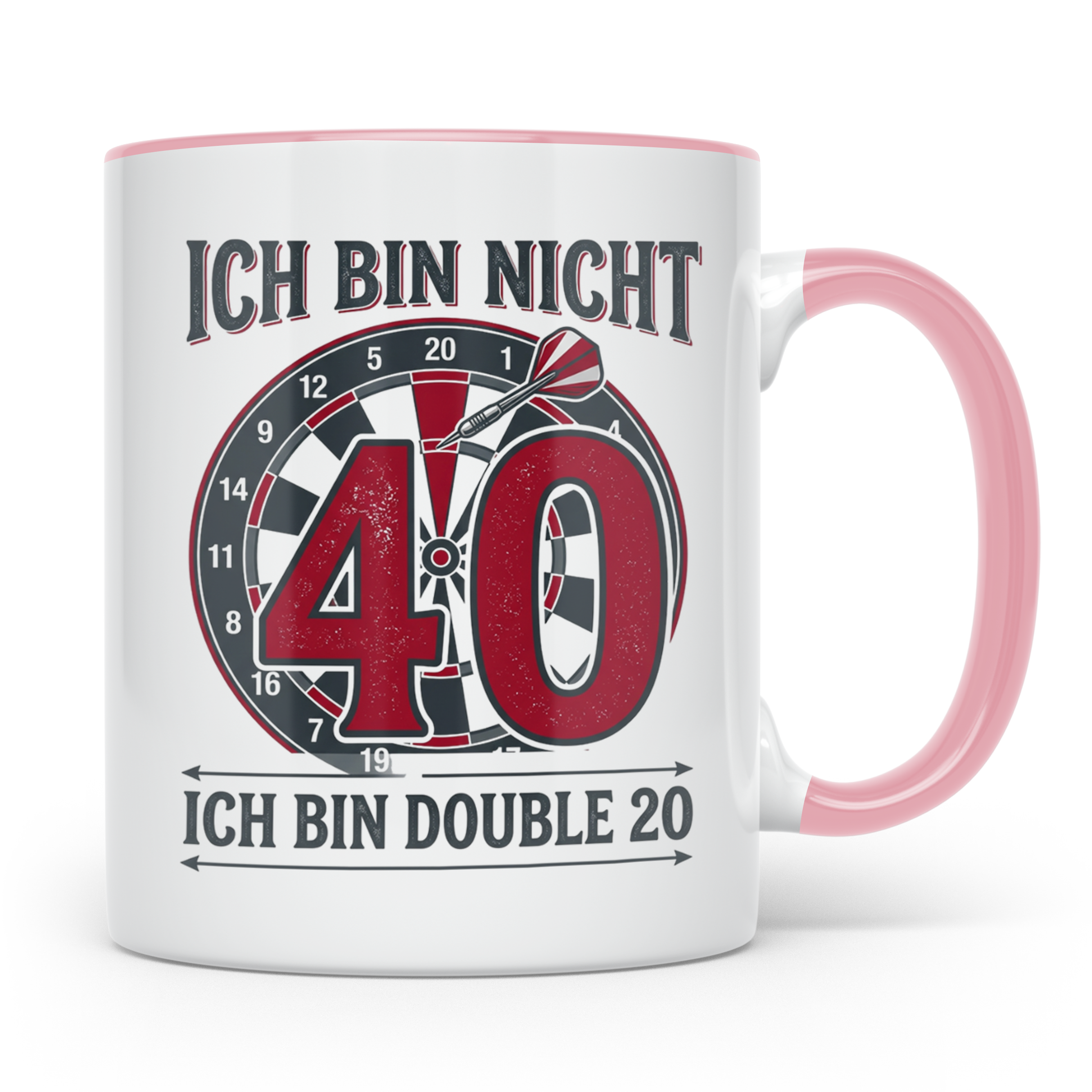 Dart Tasse 40. Geburtstag Double 20 lustiger Spruch für Dart – Rosa [farbe:rosa]