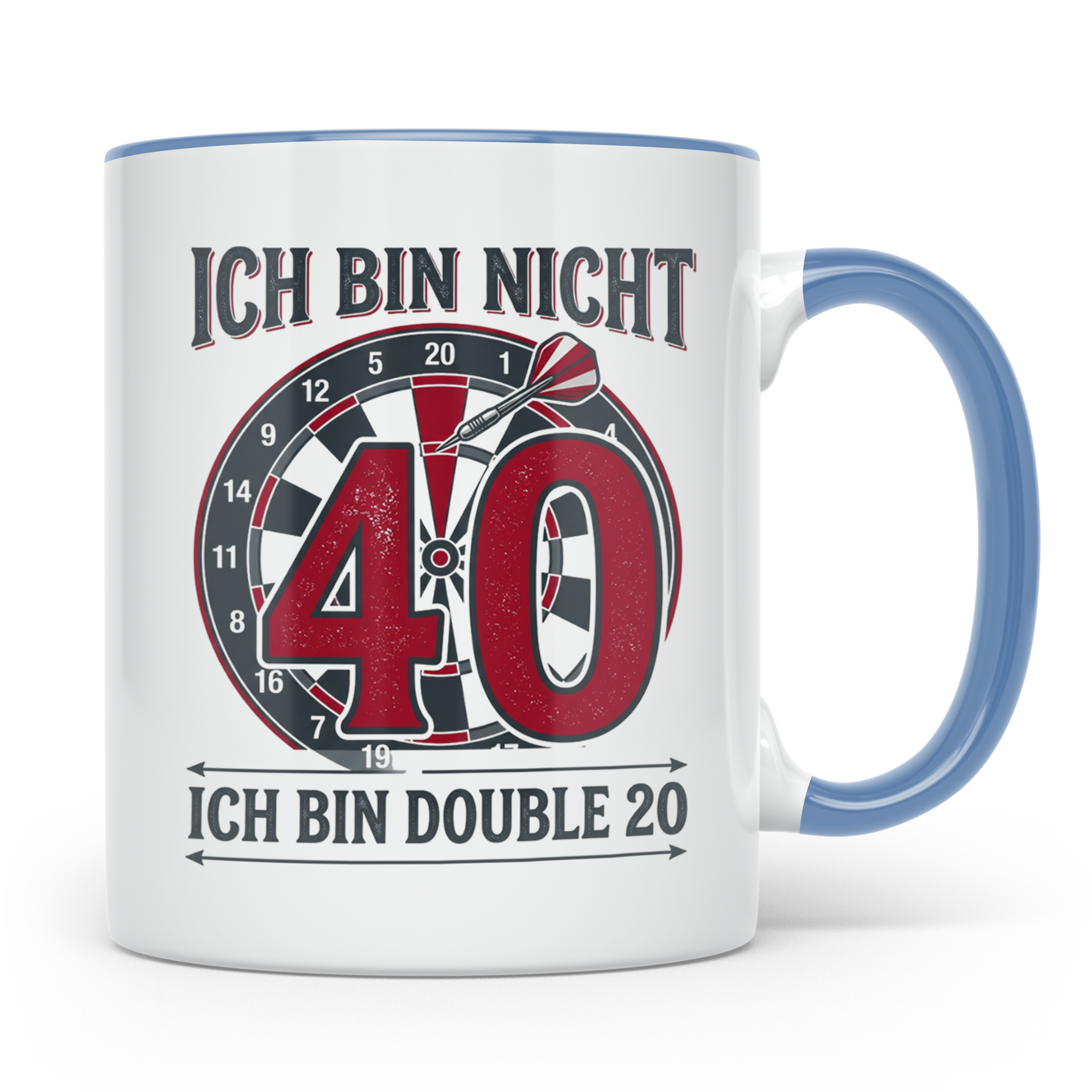 Dart Tasse 40. Geburtstag Double 20 lustiger Spruch für Dart – Blau [farbe:blau]