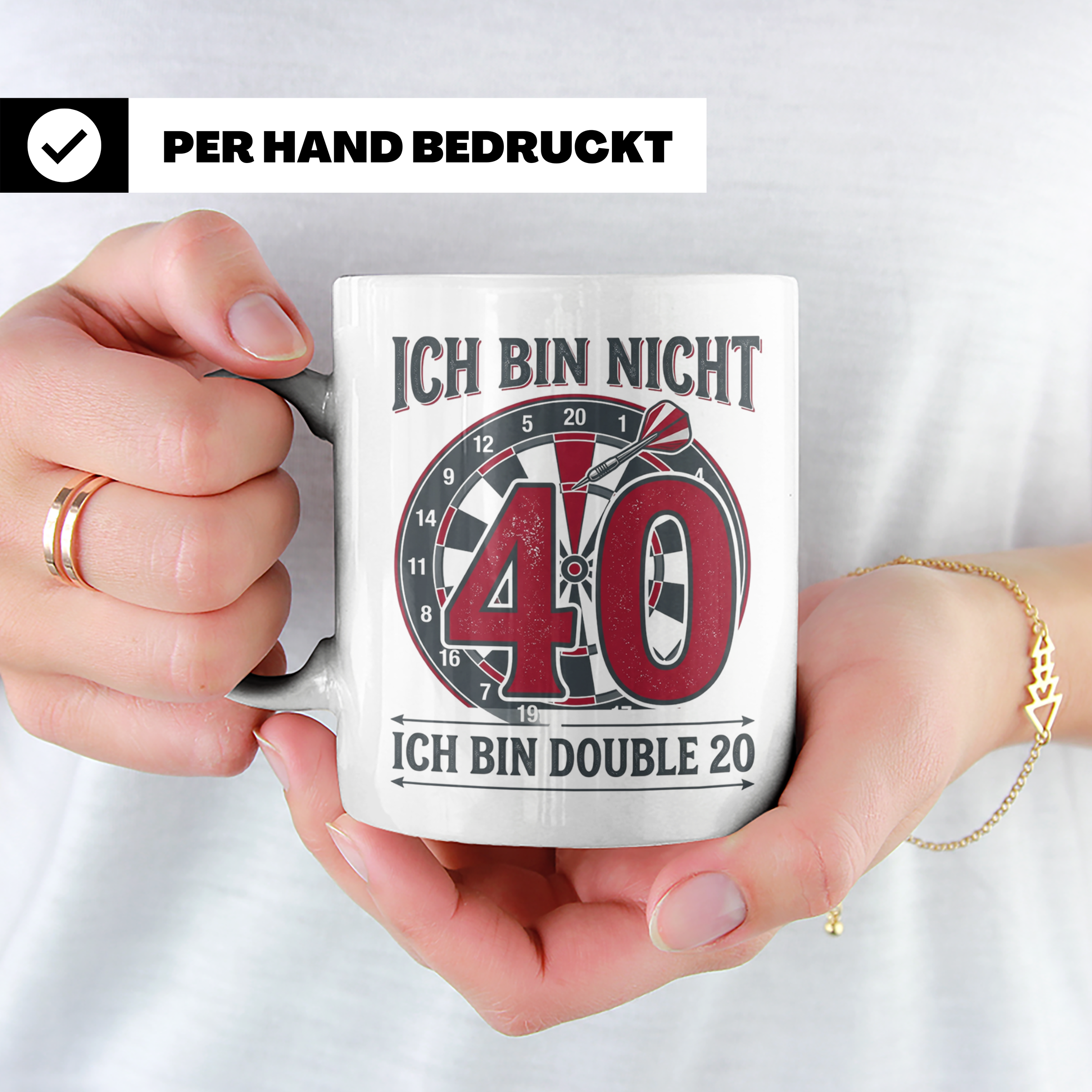 Dart Tasse 40. Geburtstag Double 20 lustiger Spruch für Dart – Weiß [farbe:weiß]