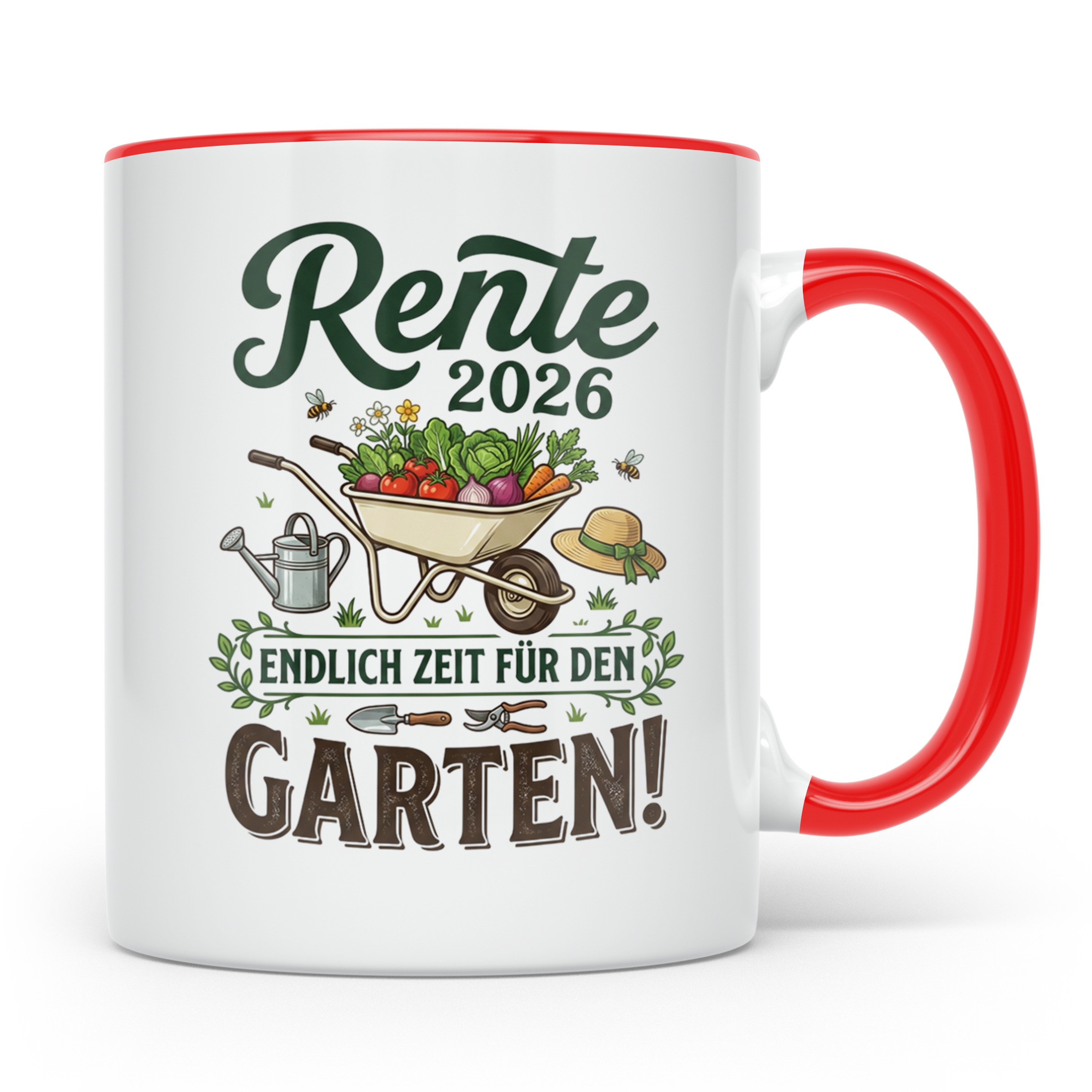 Rente 2026 Tasse für Gärtner | Endlich Zeit für den Garten S – Rot [farbe:rot]