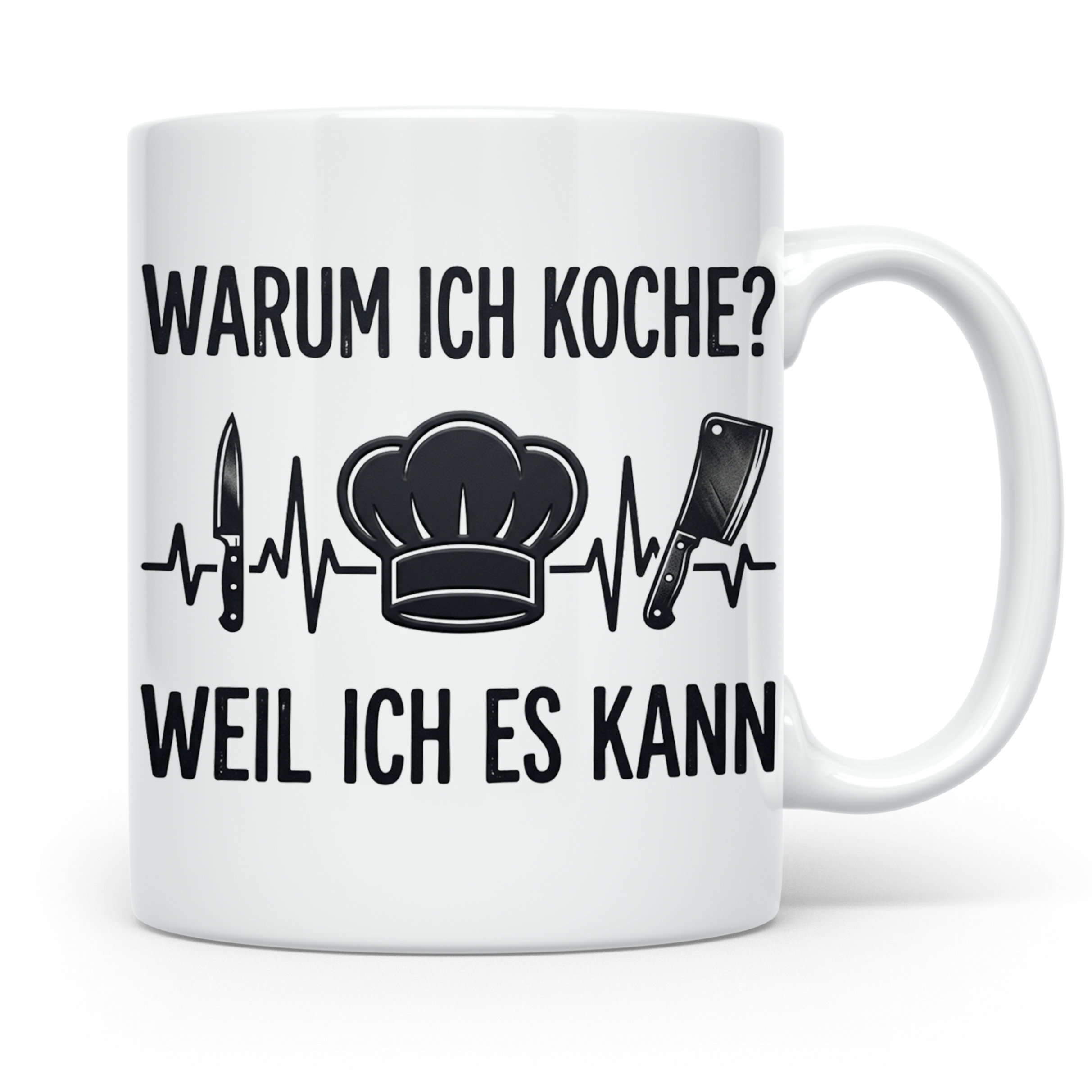 Koch Tasse mit Spruch 'Warum ich koche' | Kaffeebecher für K – Weiß [farbe:weiß]