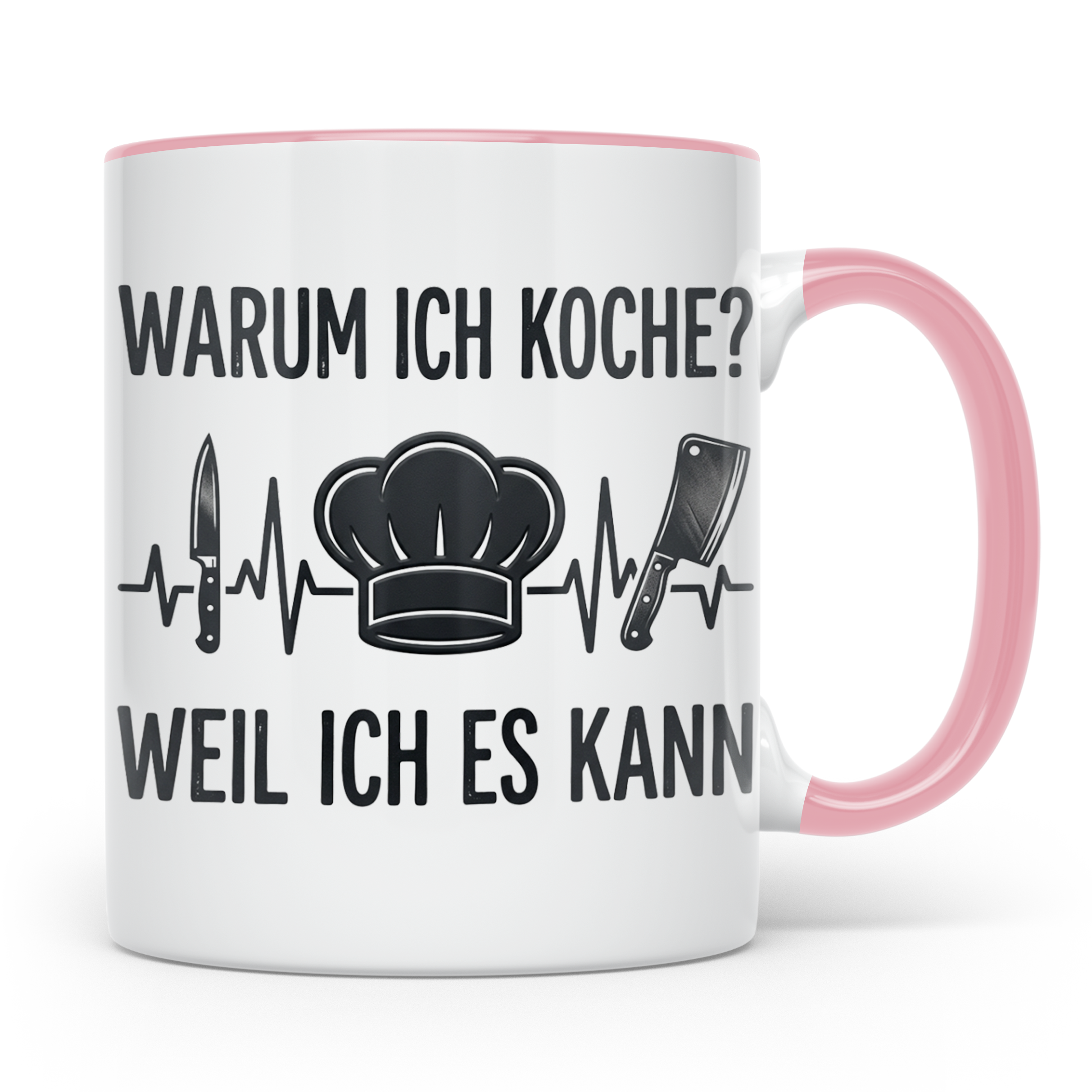 Koch Tasse mit Spruch 'Warum ich koche' | Kaffeebecher für K – Rosa [farbe:rosa]