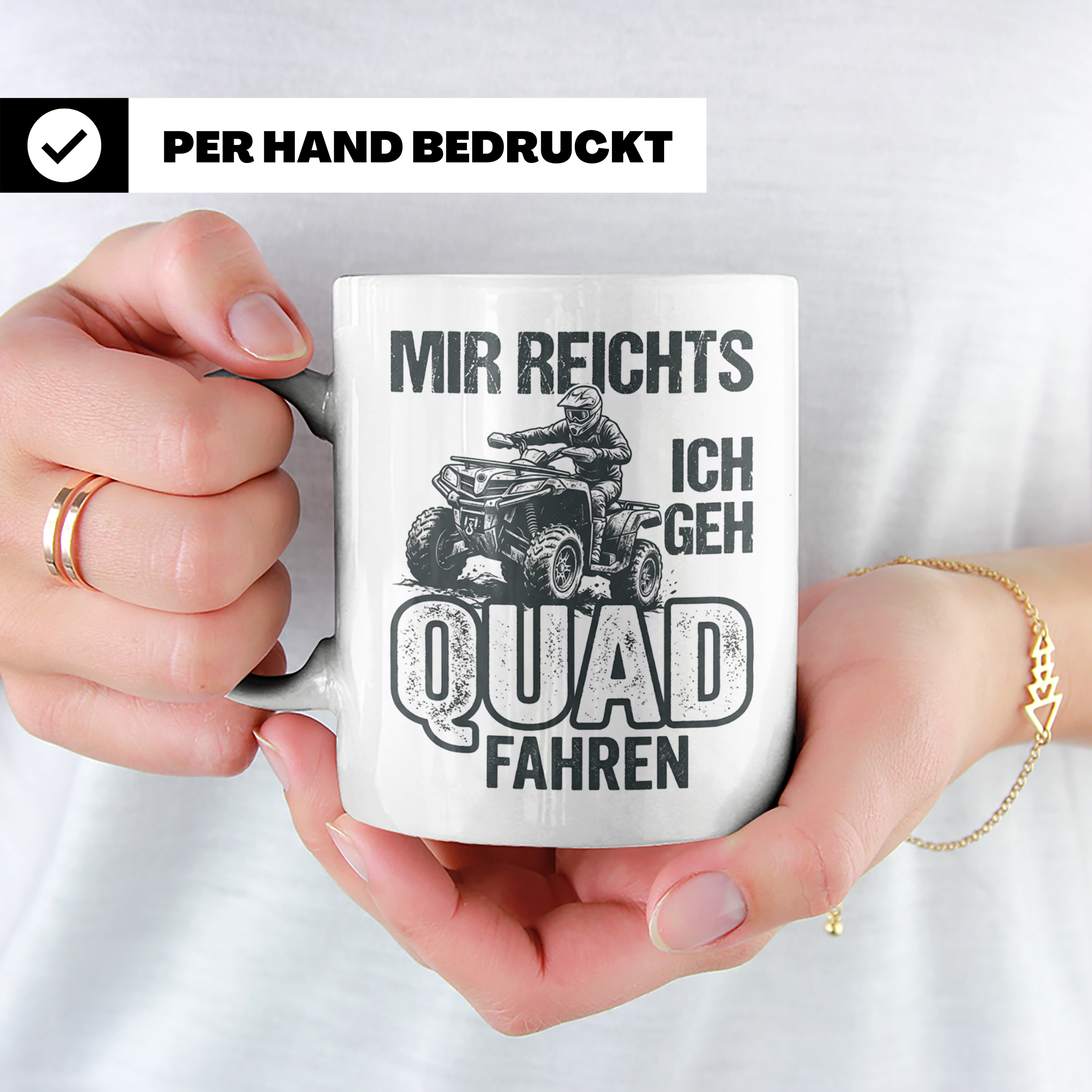 Quad Fahrer Tasse mit Spruch Mir reichts ich geh Quad fahren – Weiß [farbe:weiß]