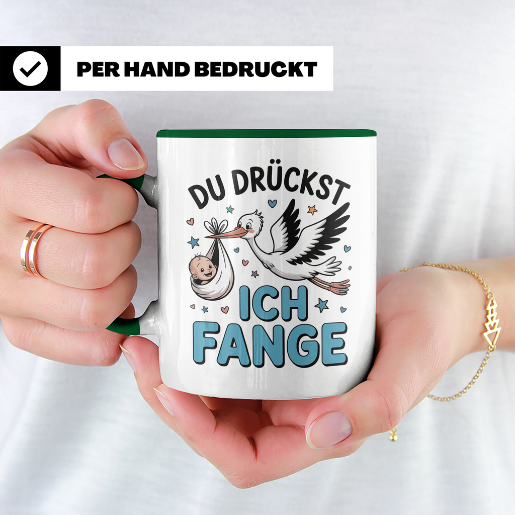 Hebamme Geschenkidee - Du Drückst Ich Fange | Lustige Geburtshelferin Spruch für Team Hebammen