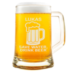 Personalisierter Bierkrug Save Water Drink Beer Geschenk Männer Bier Humor Bierglas mit Name