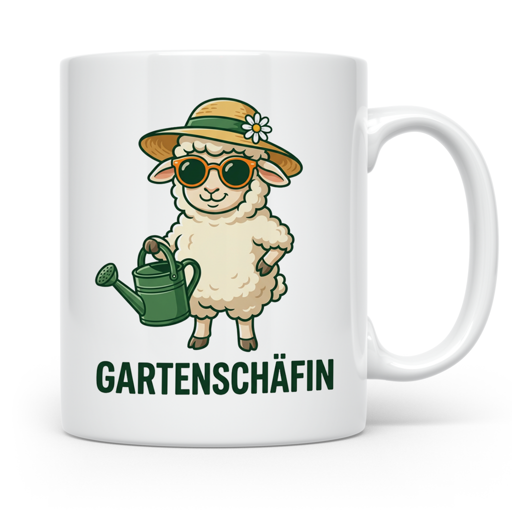 Gartenschäfin Tasse lustig mit Schaf Motiv für Gärtnerin & H – Weiß [farbe:weiß]