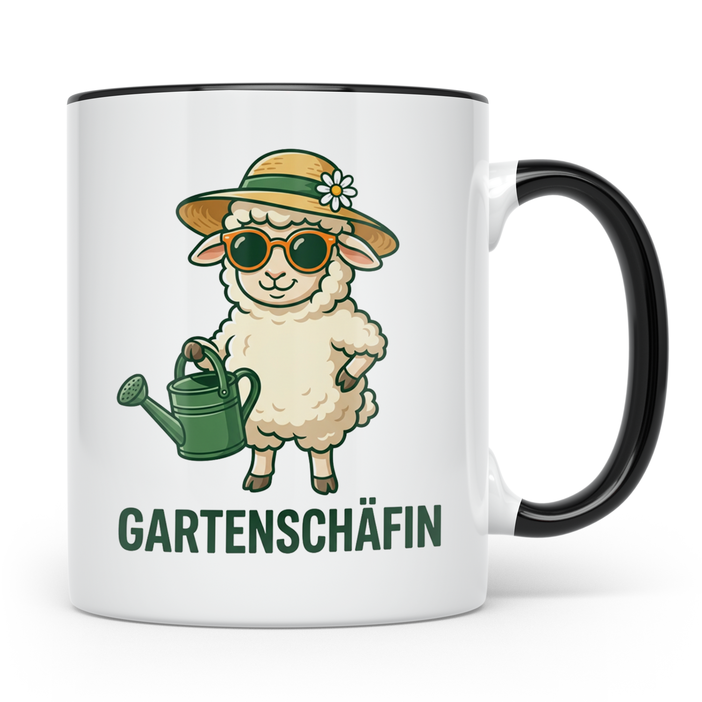 Gartenschäfin Tasse lustig mit Schaf Motiv für Gärtnerin & H – Schwarz [farbe:schwarz]