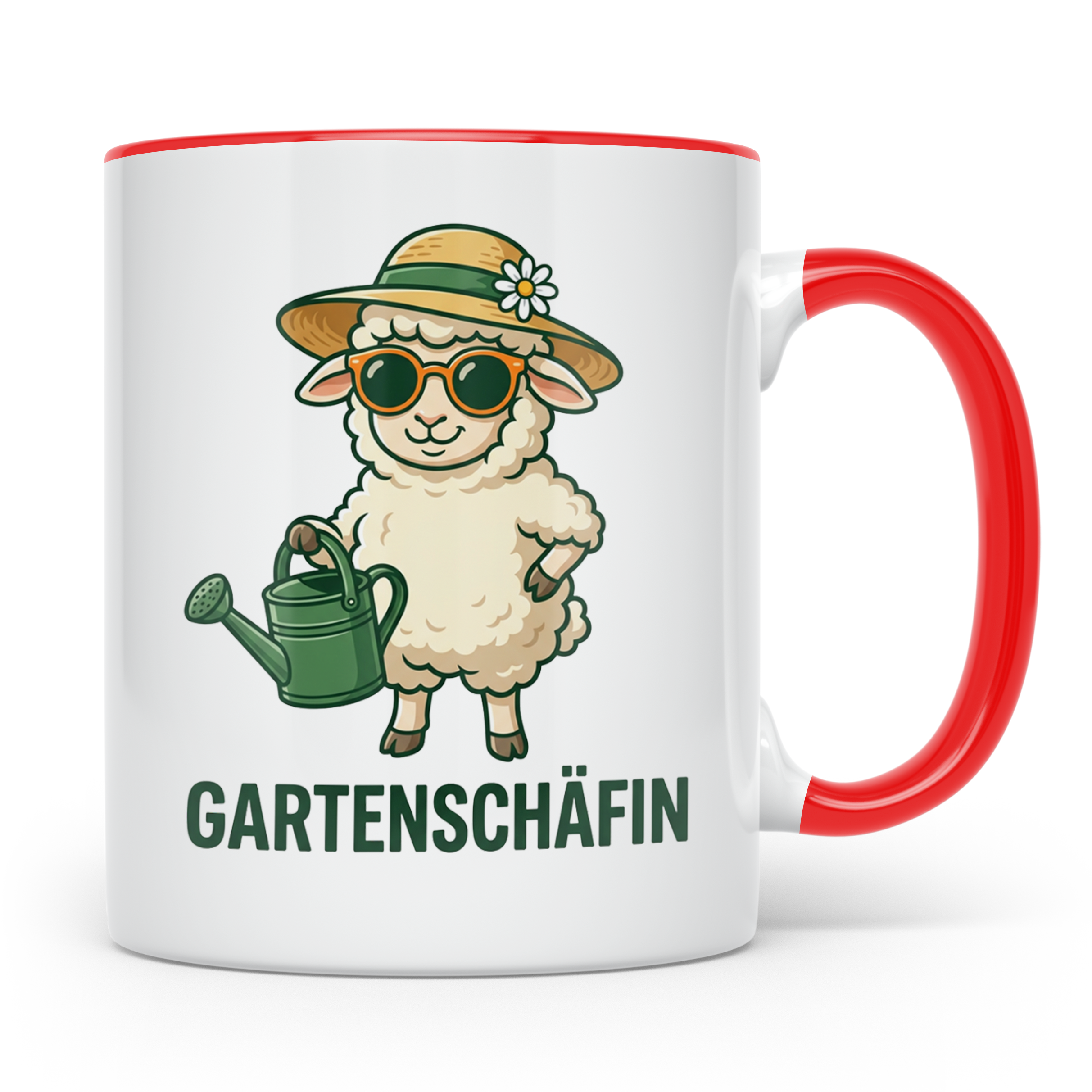 Gartenschäfin Tasse lustig mit Schaf Motiv für Gärtnerin & H – Rot [farbe:rot]