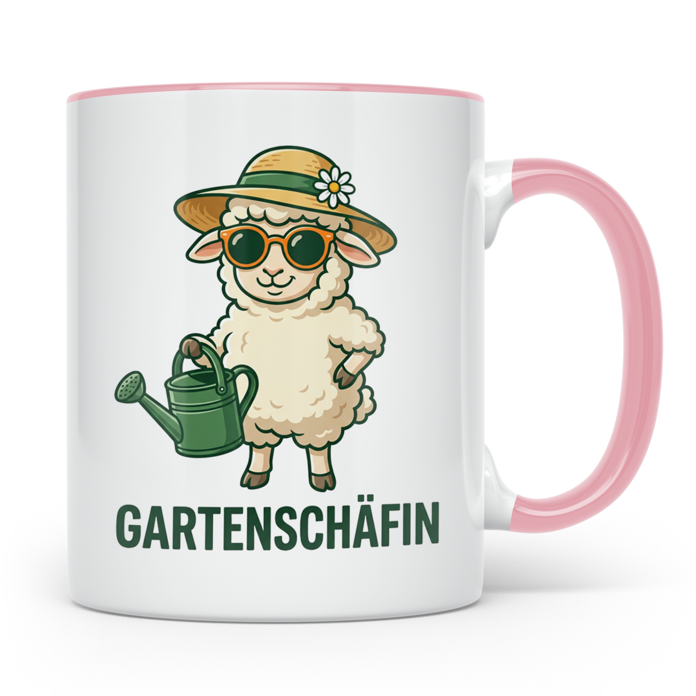 Gartenschäfin Tasse lustig mit Schaf Motiv für Gärtnerin & H – Rosa [farbe:rosa]