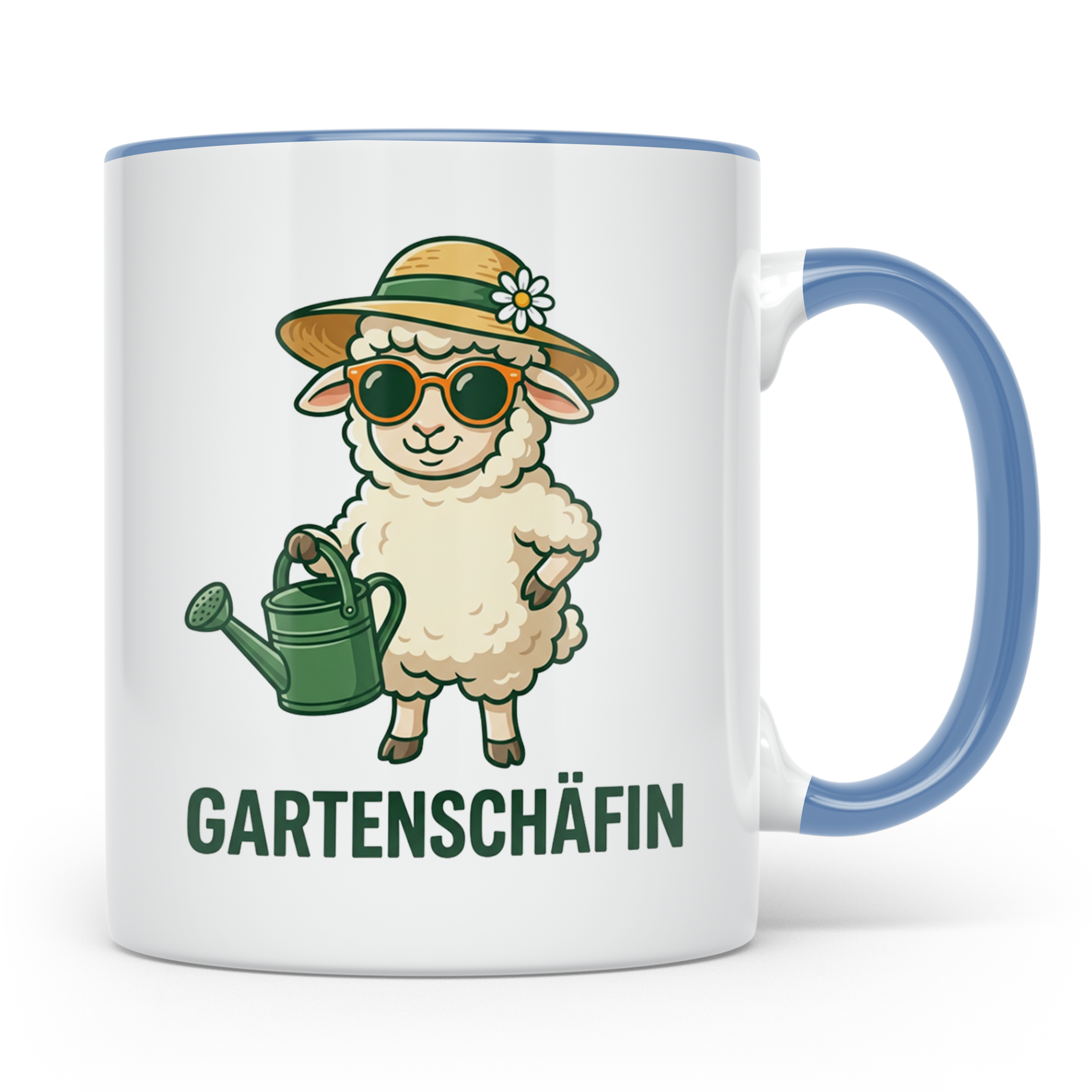 Gartenschäfin Tasse lustig mit Schaf Motiv für Gärtnerin & H – Blau [farbe:blau]