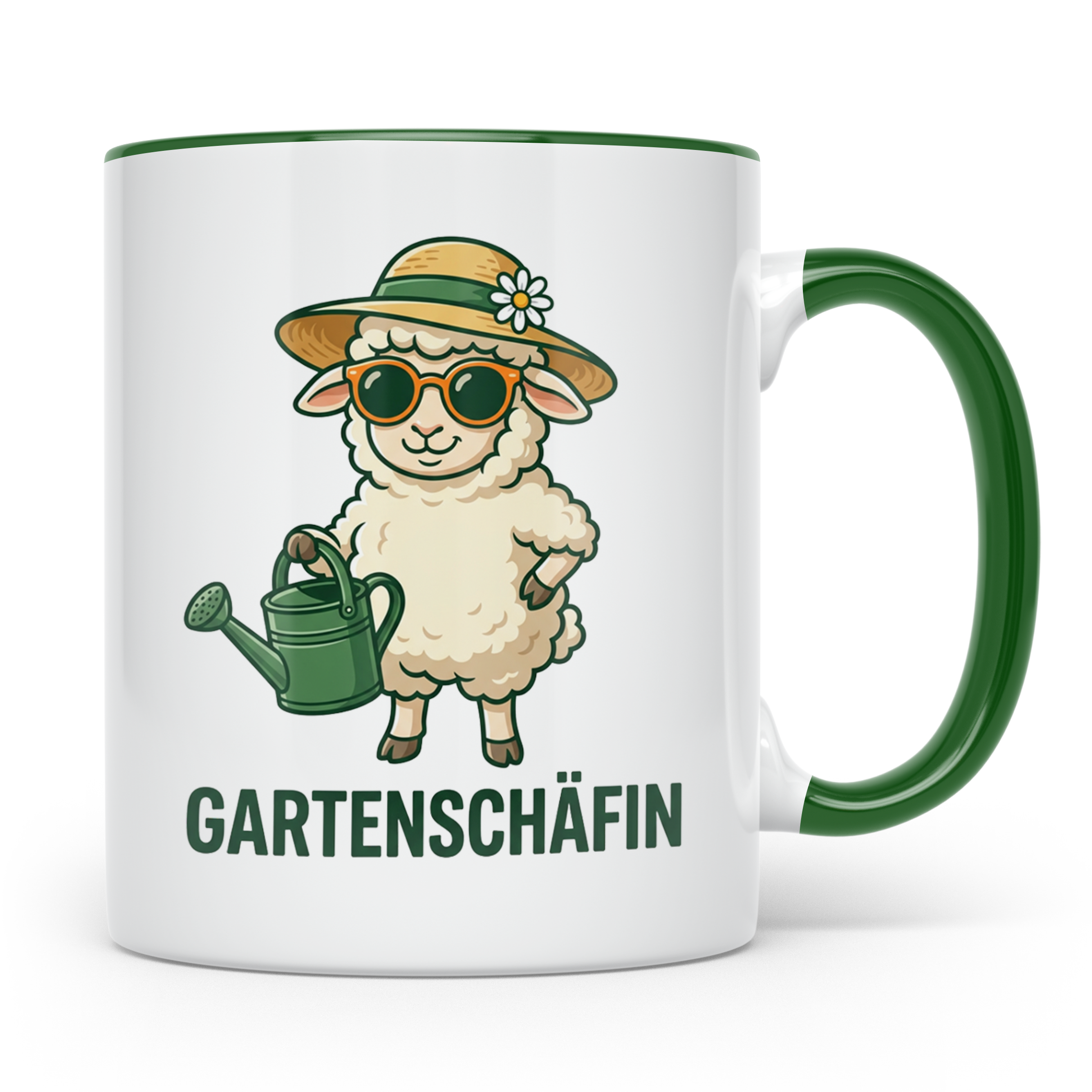 Gartenschäfin Tasse lustig mit Schaf Motiv für Gärtnerin & H – Grün [farbe:grün]