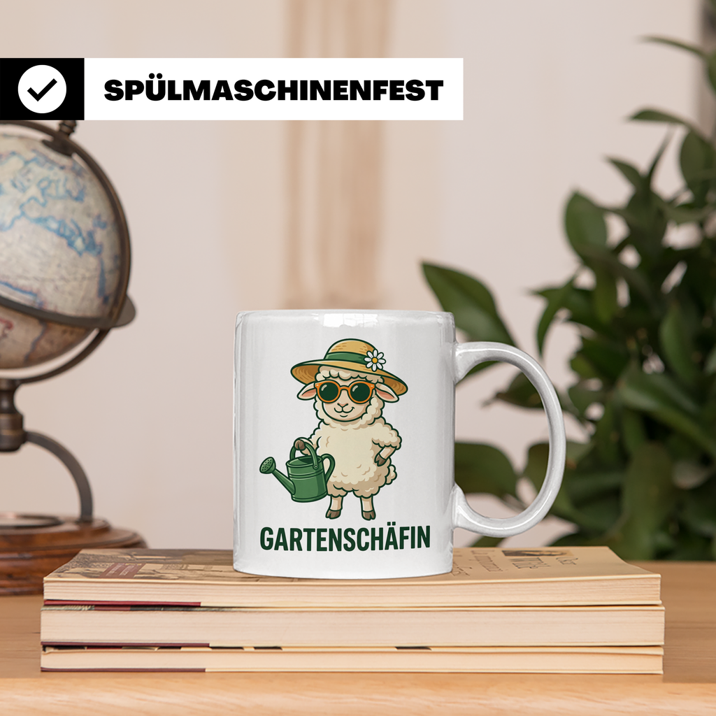 Gartenschäfin Tasse lustig mit Schaf Motiv für Gärtnerin & H – Weiß [farbe:weiß]