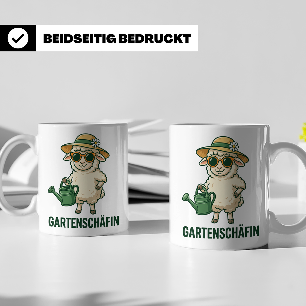 Gartenschäfin Tasse lustig mit Schaf Motiv für Gärtnerin & H – Weiß [farbe:weiß]