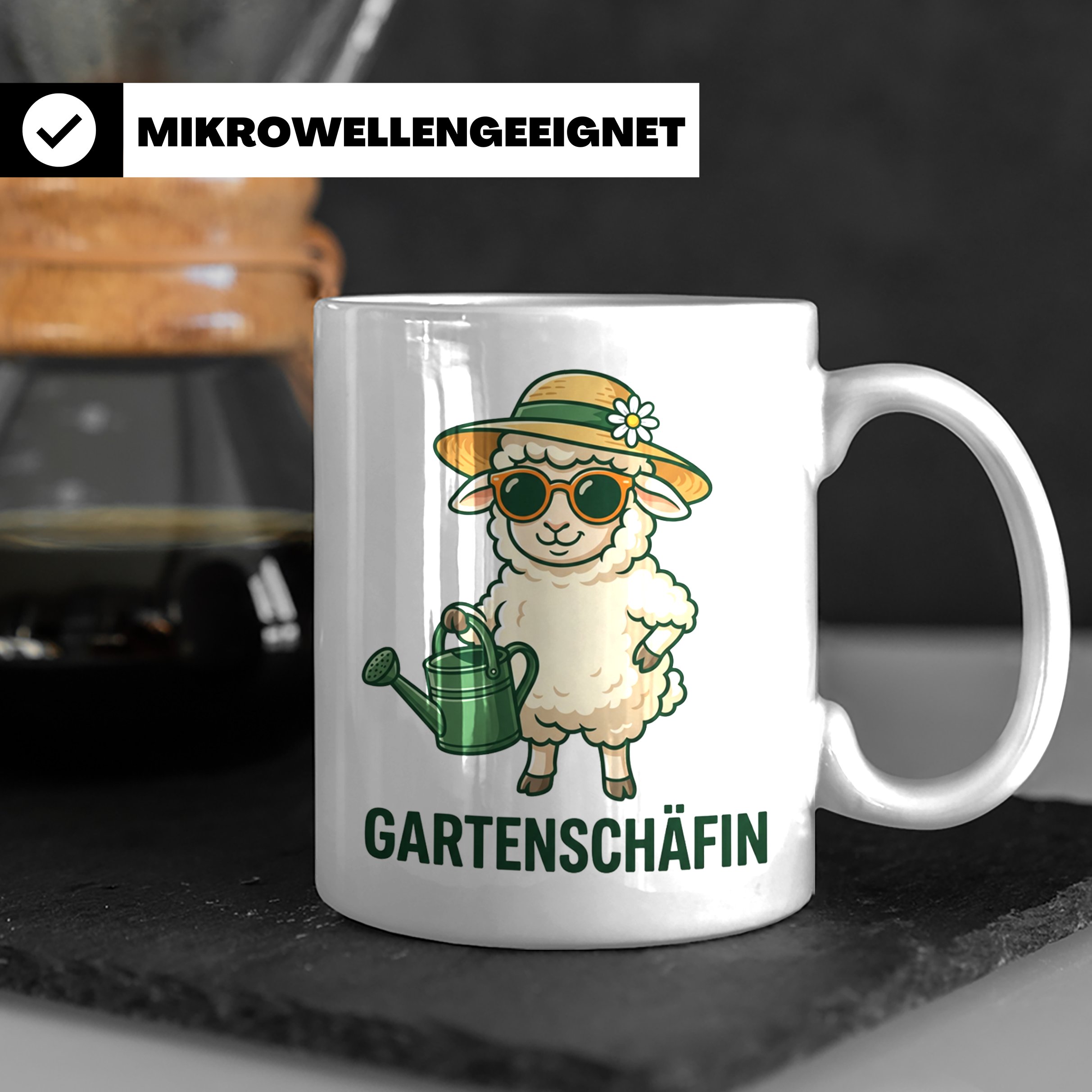 Gartenschäfin Tasse lustig mit Schaf Motiv für Gärtnerin & H – Weiß [farbe:weiß]