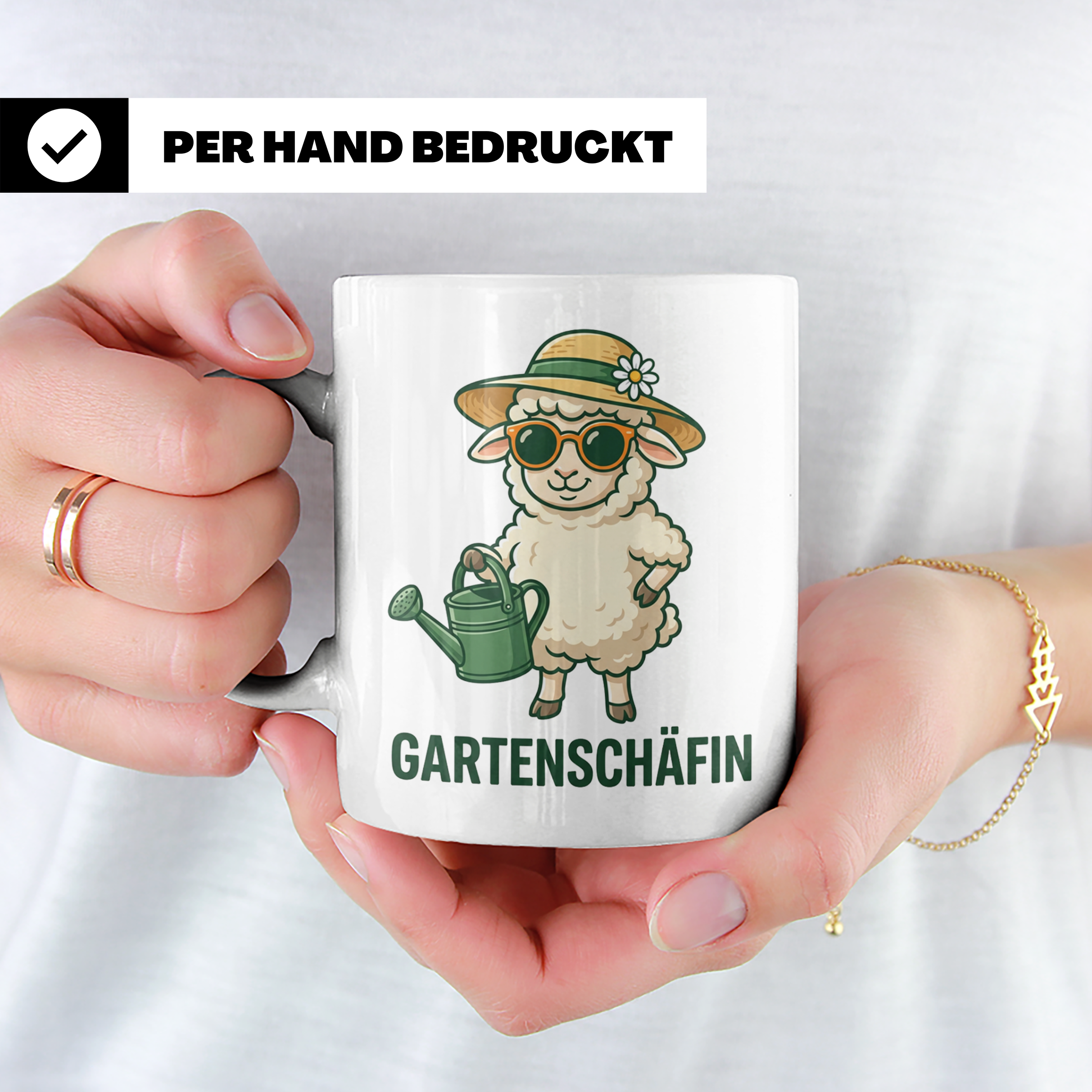 Gartenschäfin Tasse lustig mit Schaf Motiv für Gärtnerin & H – Weiß [farbe:weiß]