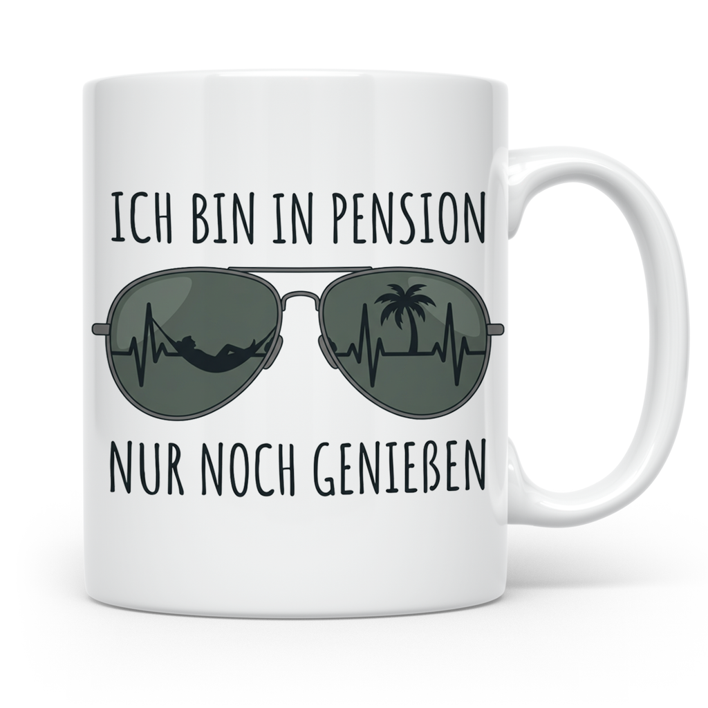 Pension Tasse mit Spruch Ich bin in Pension nur noch genieße – Weiß [farbe:weiß]