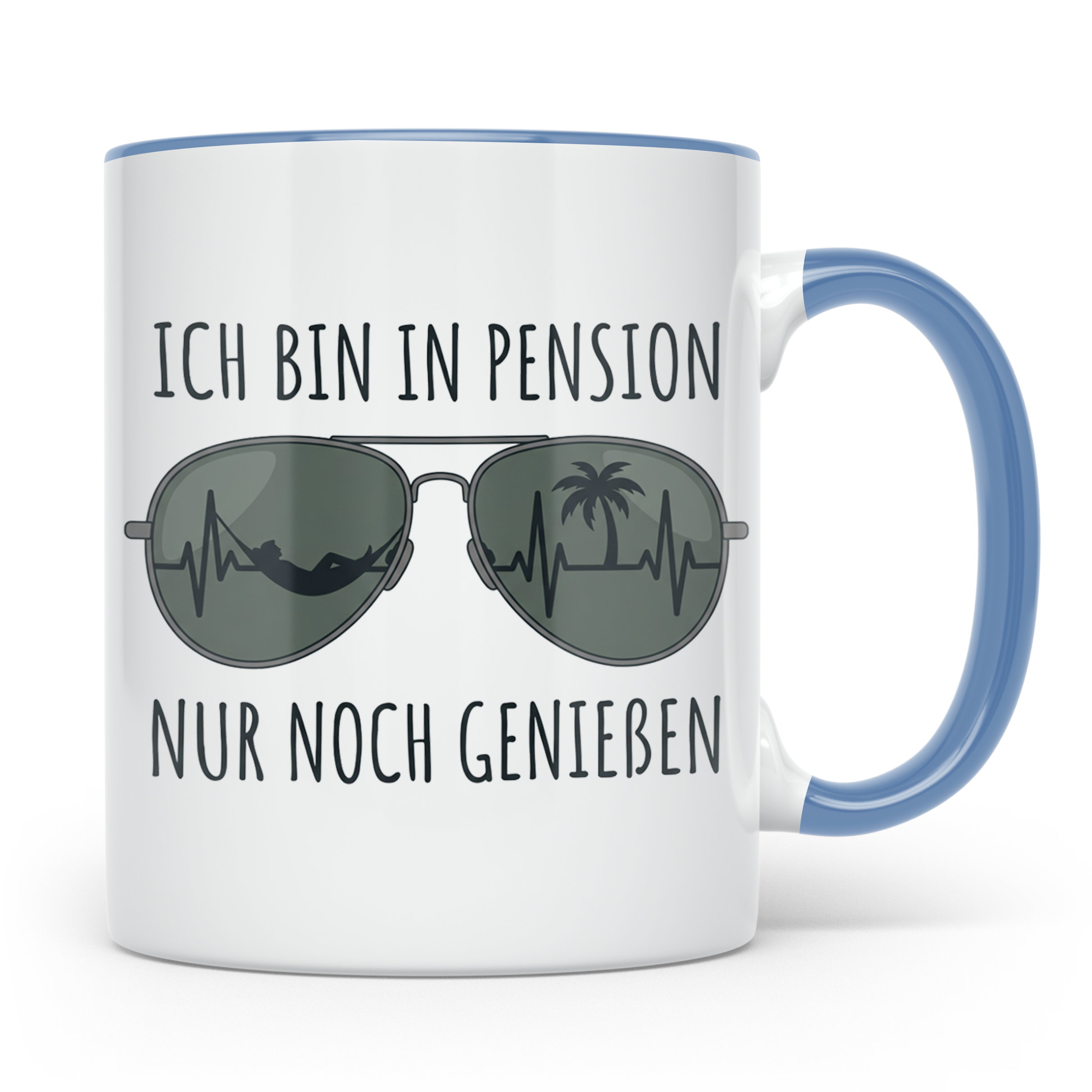 Pension Tasse mit Spruch Ich bin in Pension nur noch genieße – Blau [farbe:blau]