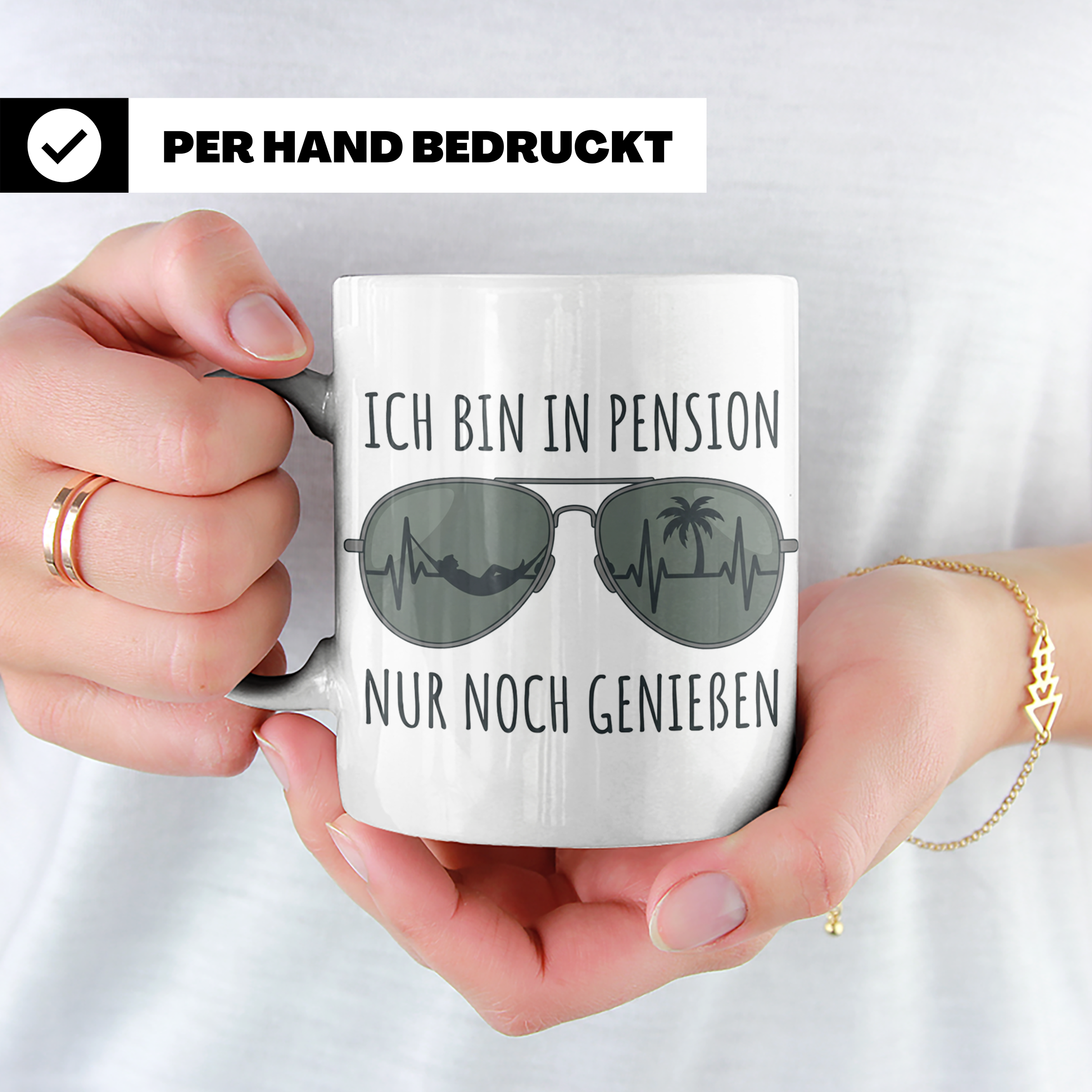 Pension Tasse mit Spruch Ich bin in Pension nur noch genieße – Weiß [farbe:weiß]