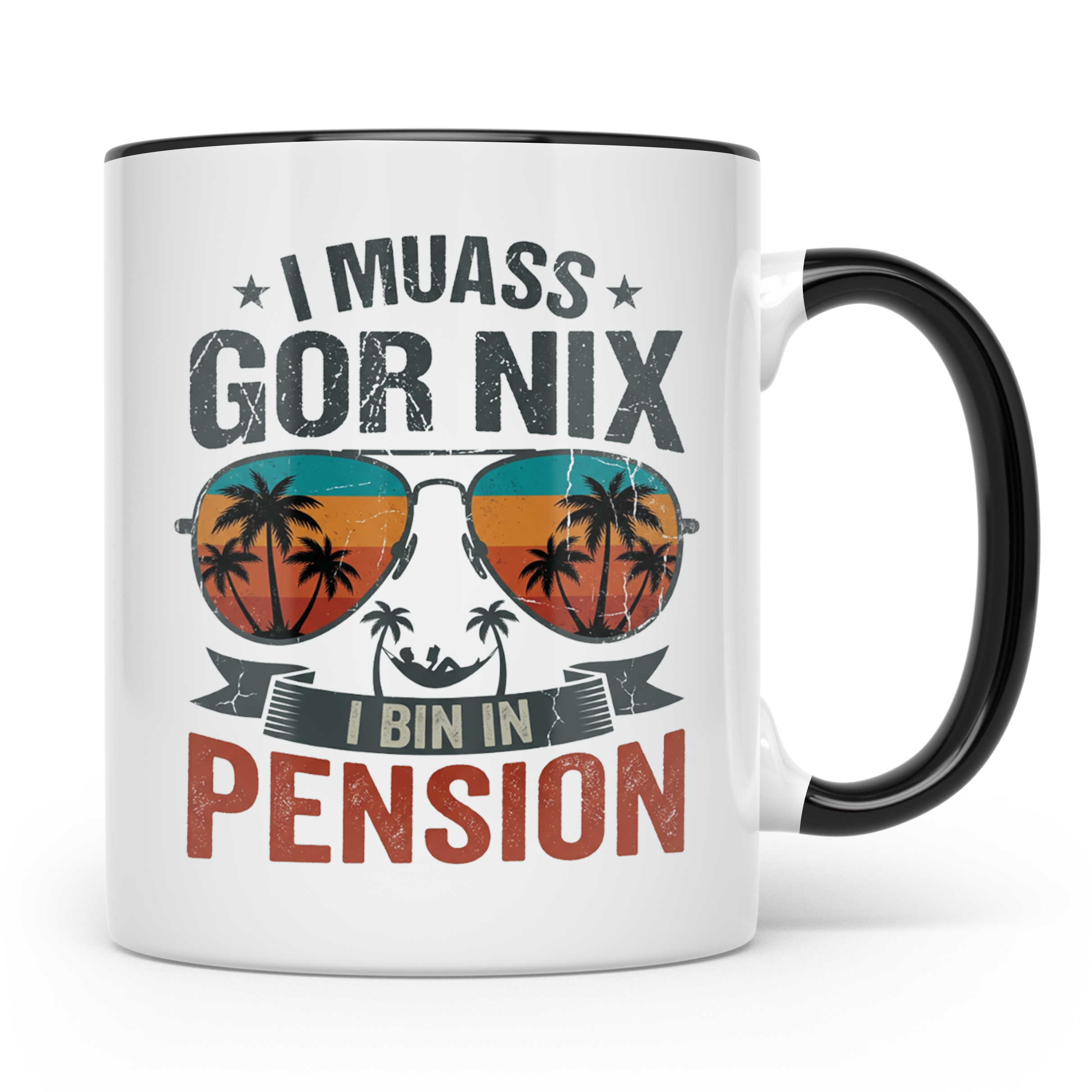 Rentner Tasse I muass gor nix i bin in Pension lustiger Spru – Schwarz [farbe:schwarz]